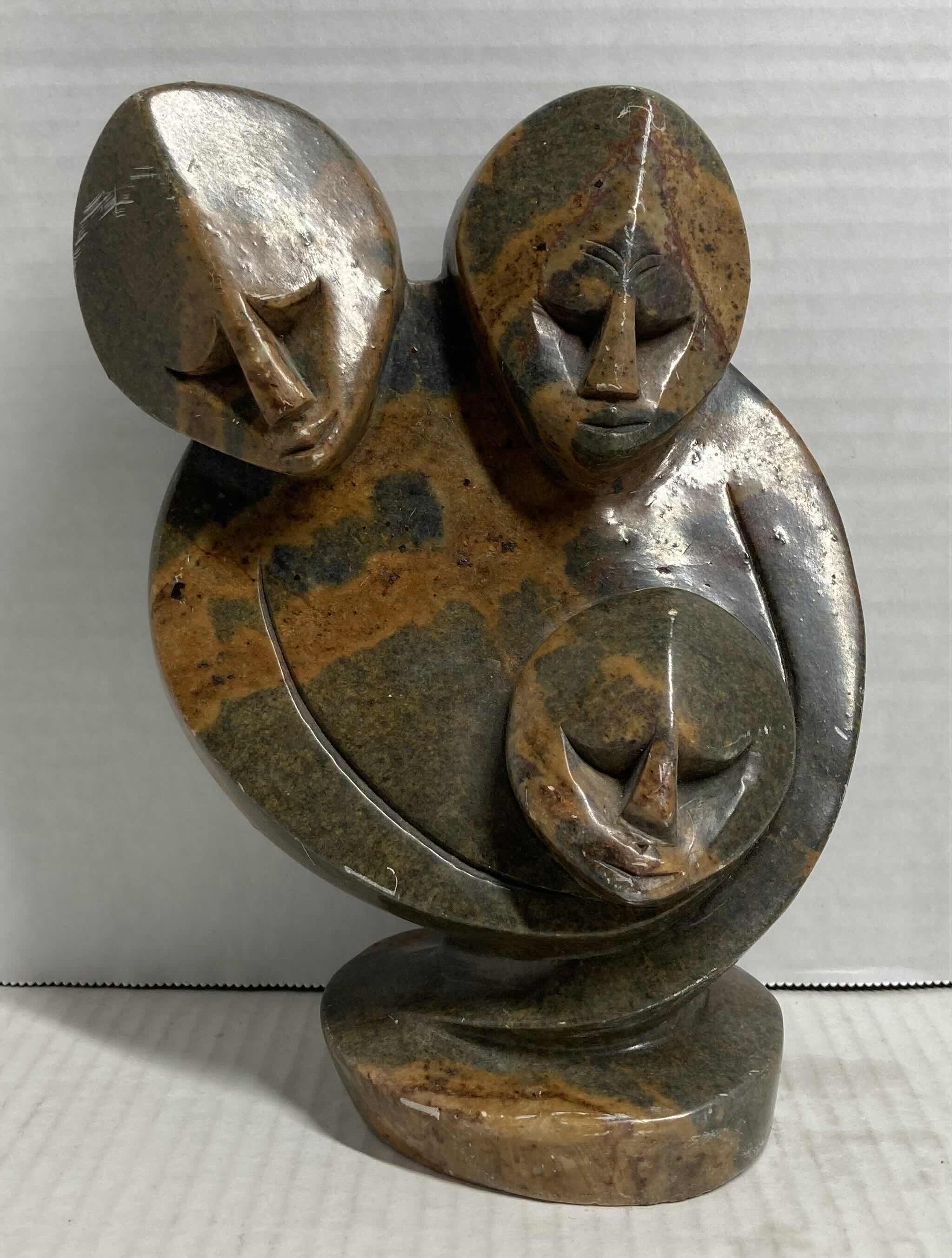 Photo 1 of PARENTS & CHILD HAND CARVED STONE SCULPTURE H8”