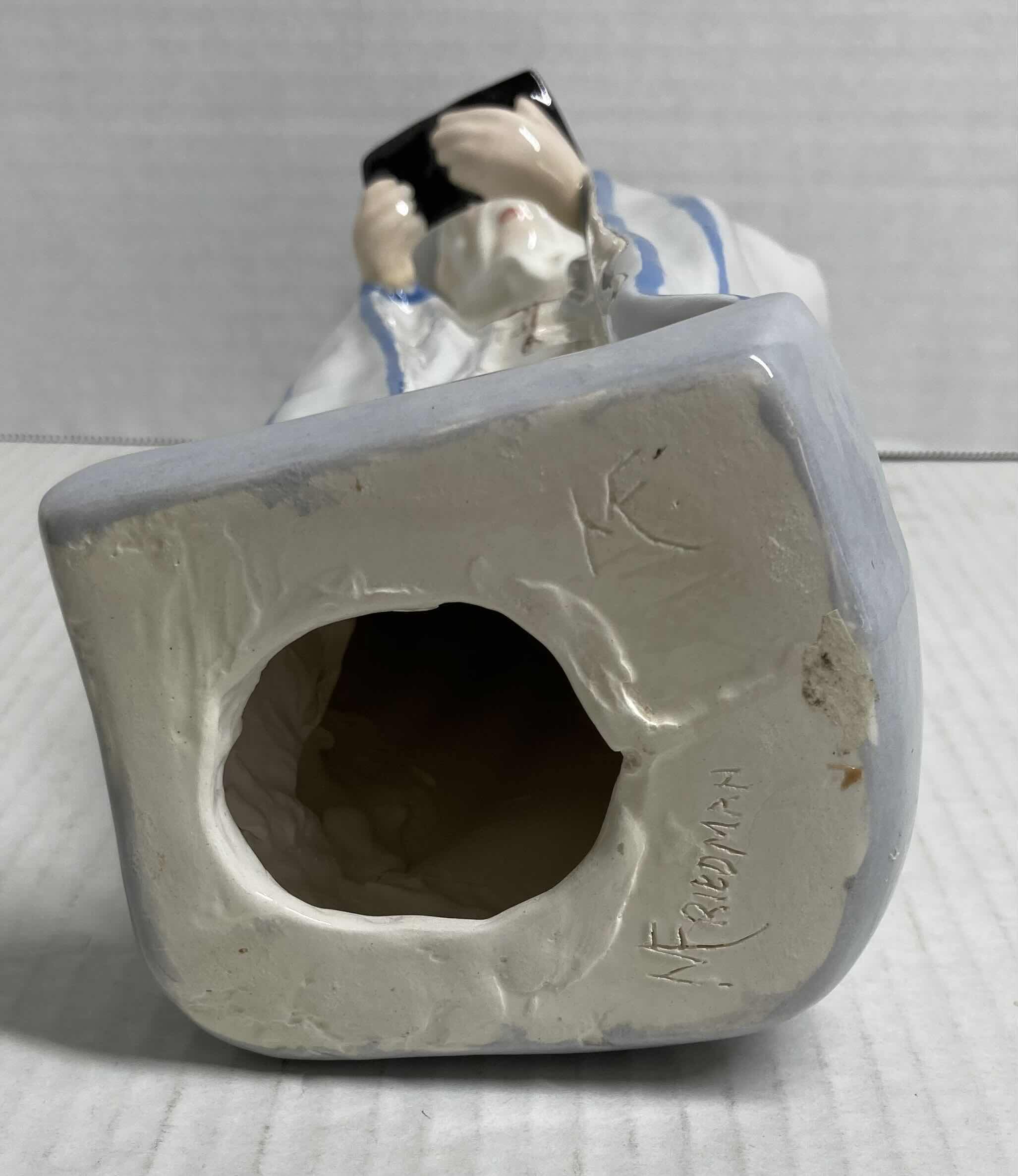 Photo 6 of ISRAELI CHASIDIC MAN CERAMIC FIGURINE 1998 BY ARTIST CHAIM H13”