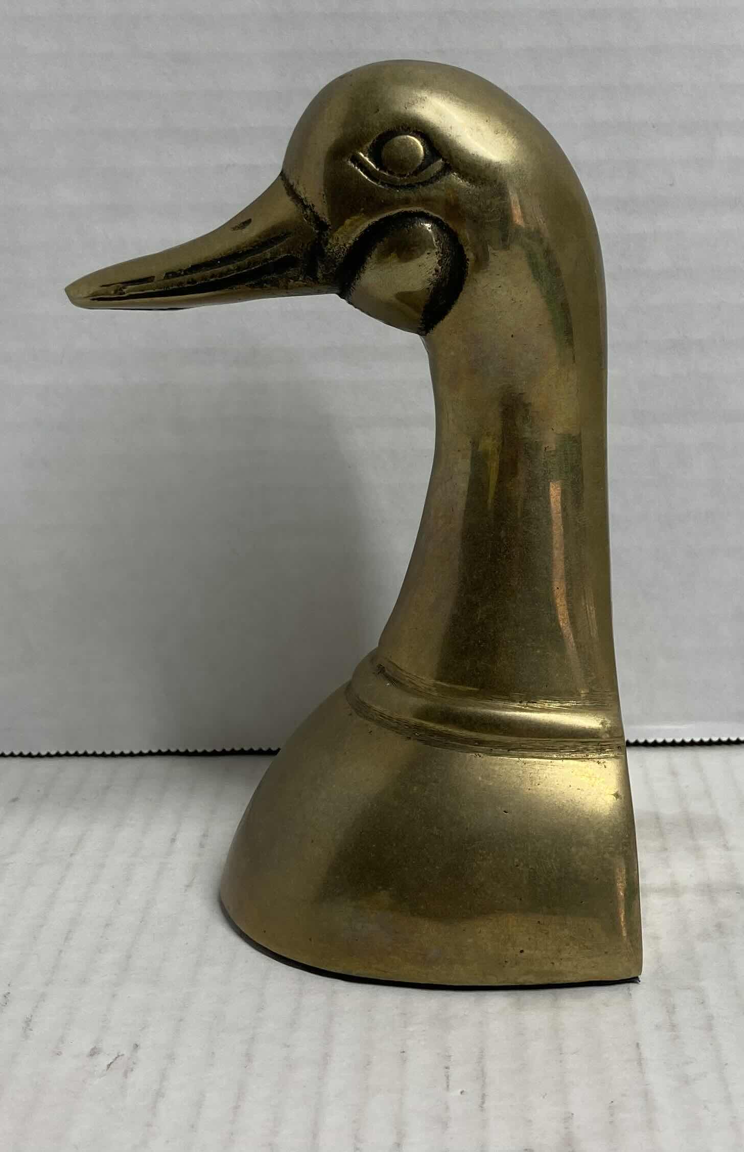 View 2 of BRASS DUCK HEAD VINTAGE BOOKEND PAPERWEIGHT 3.25” X 3” H6.25”