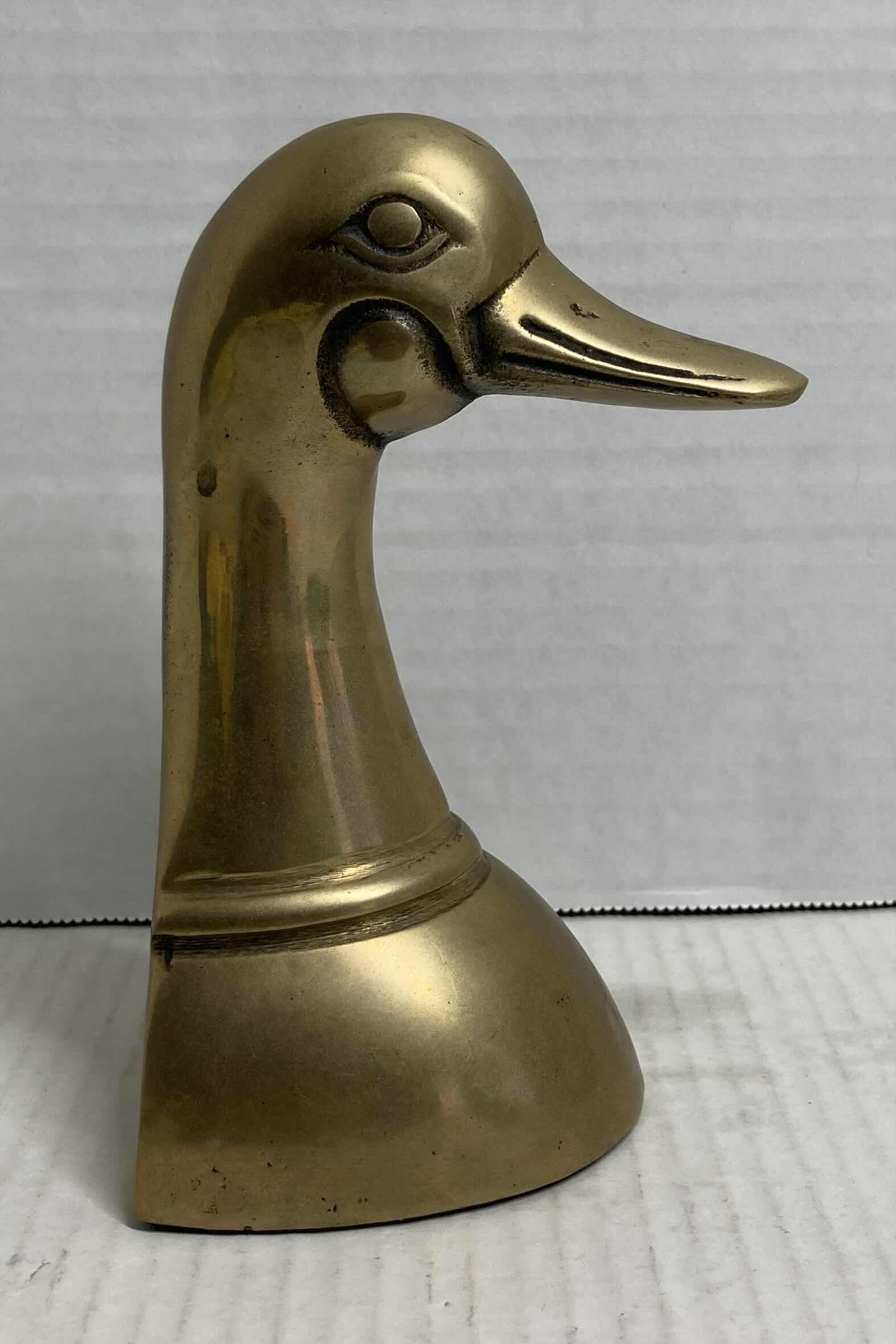 View 3 of BRASS DUCK HEAD VINTAGE BOOKEND PAPERWEIGHT 3.25” X 3” H6.25”