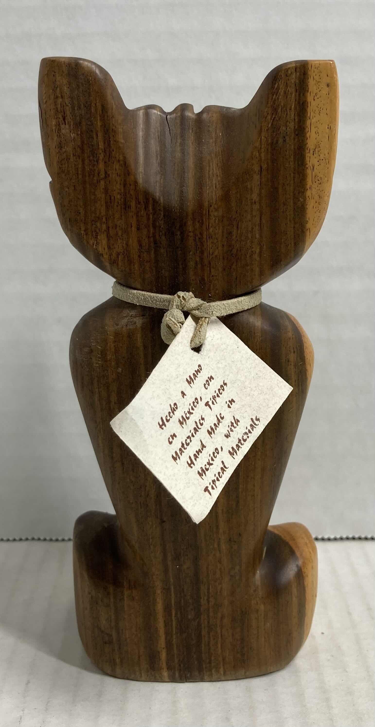 Photo 1 of CAT WOODEN MEXICAN HAND CARVED SCULPTURE H6”