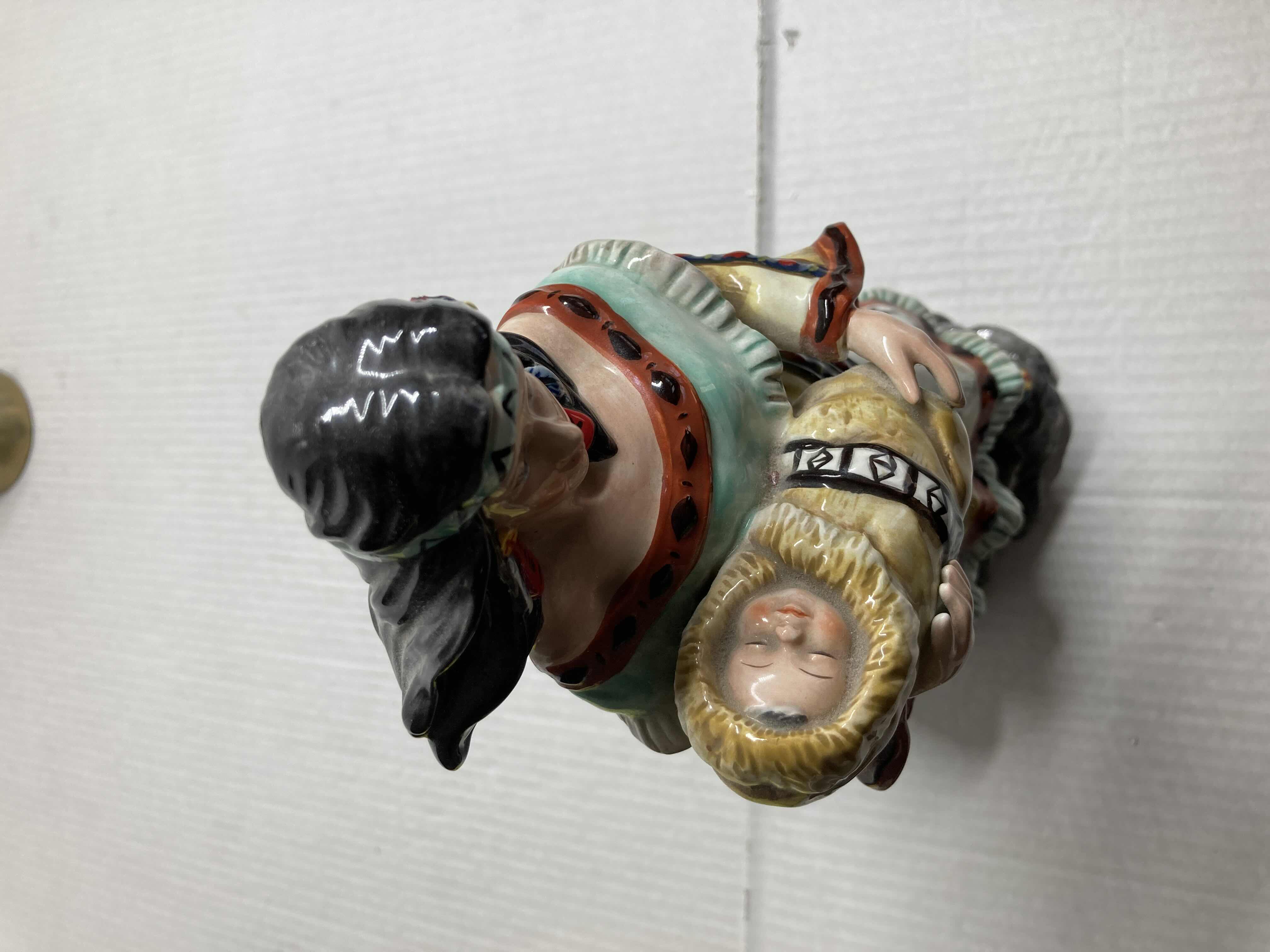 Photo 1 of NATIVE AMERICAN MOTHER & BABY CERAMIC FIGURINE H11.5”