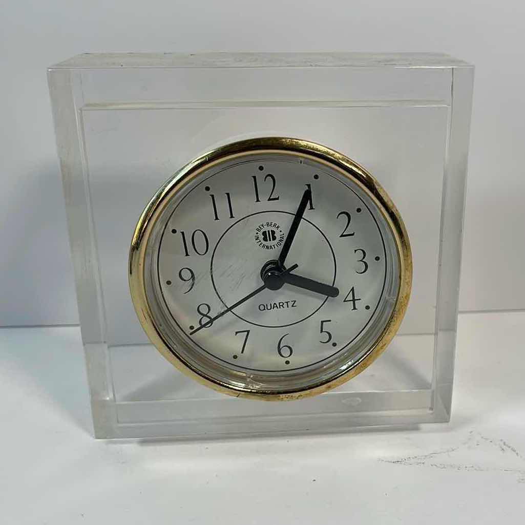 Photo 1 of BEY-BERK INTERNATIONAL QUARTZ ACRYLIC DESK CLOCK 