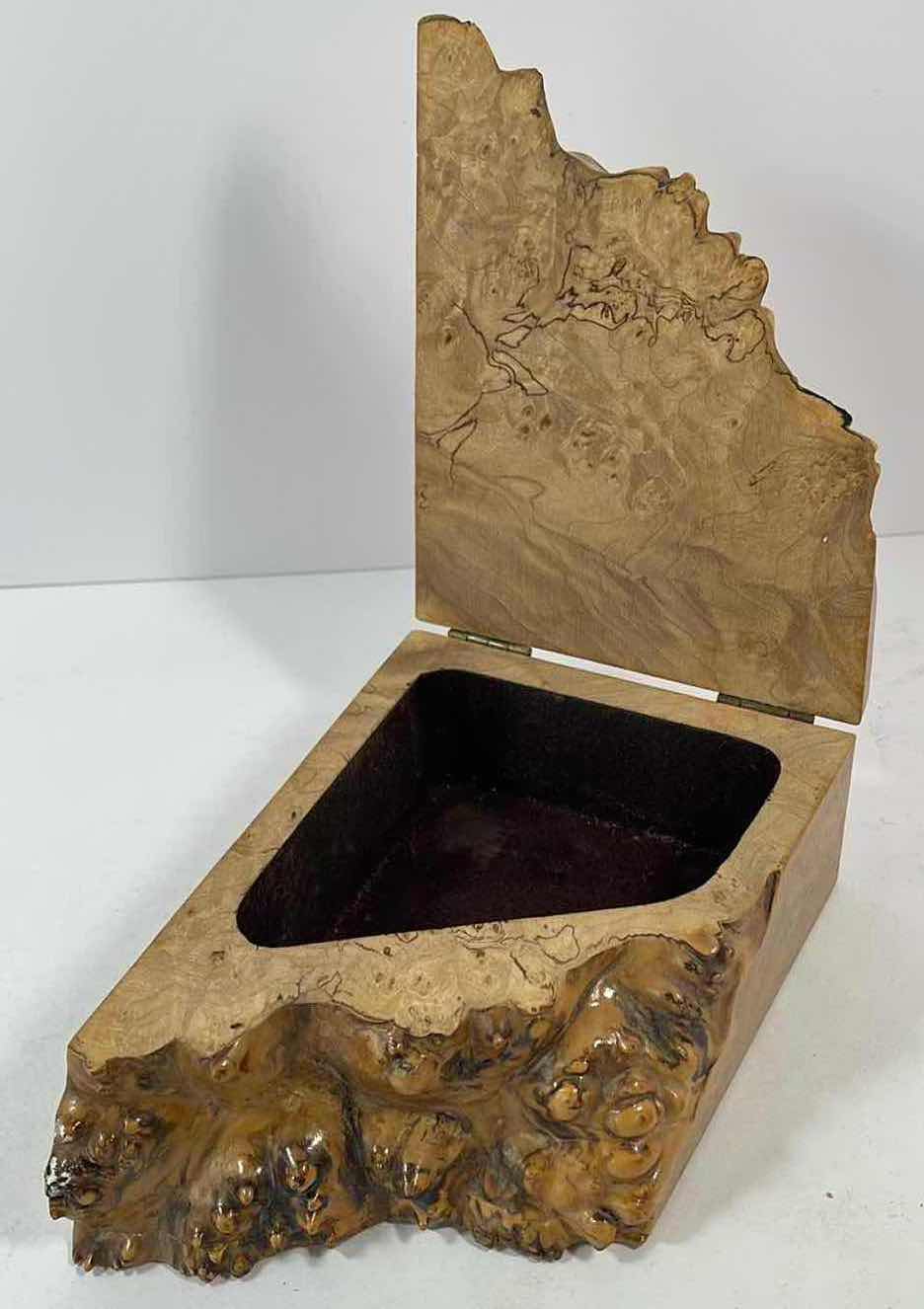 Photo 1 of GARY WEBER SIGNED WOODSMITH LIVE EDGE WOODEN TRINKET JEWELRY BOX (5” X 7” X H2.5”) 