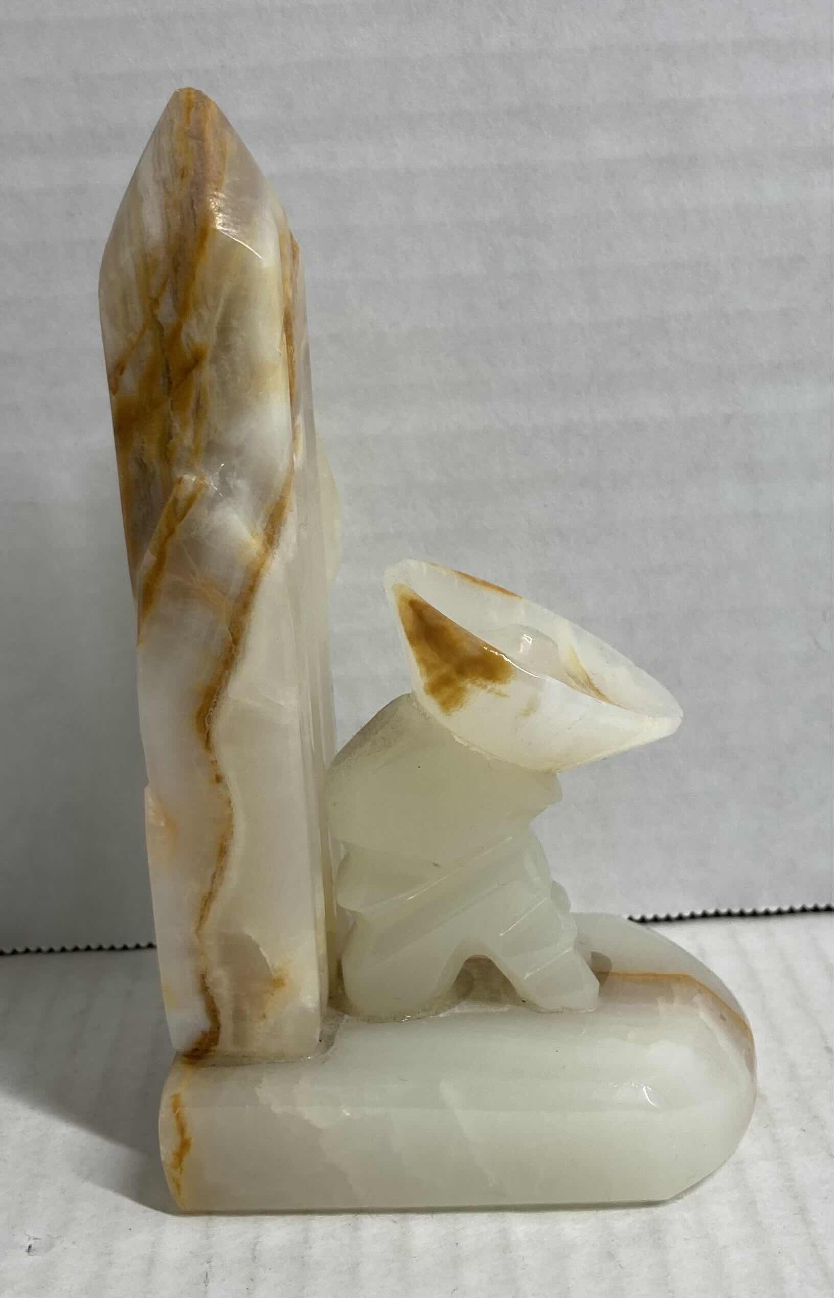 Photo 1 of SLEEPING MEXICAN CACTUS HAND CARVED MARBLE ONYX BOOKEND H6”