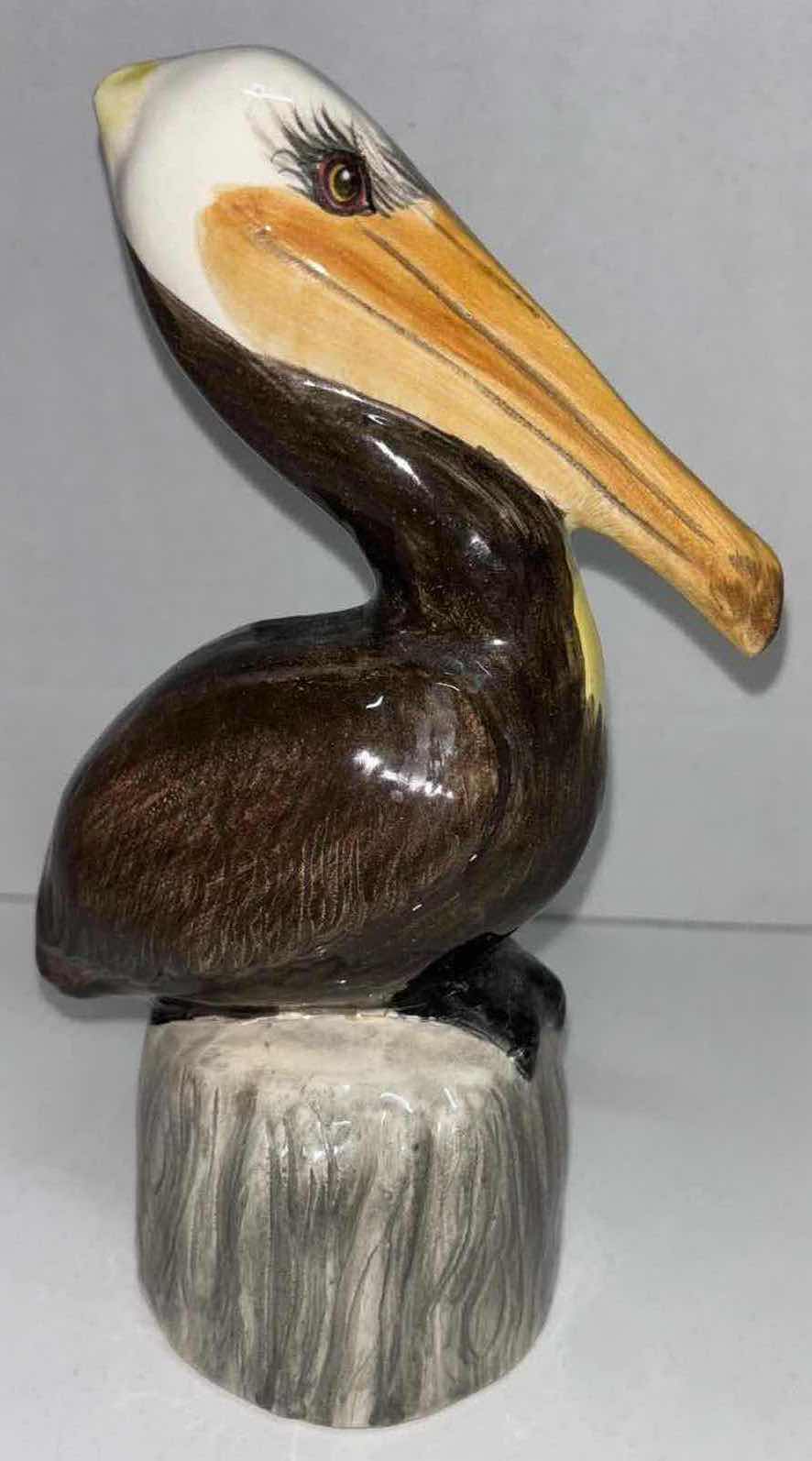 Photo 2 of VINTAGE GLAZED CERAMIC 9” PELICAN STATUE