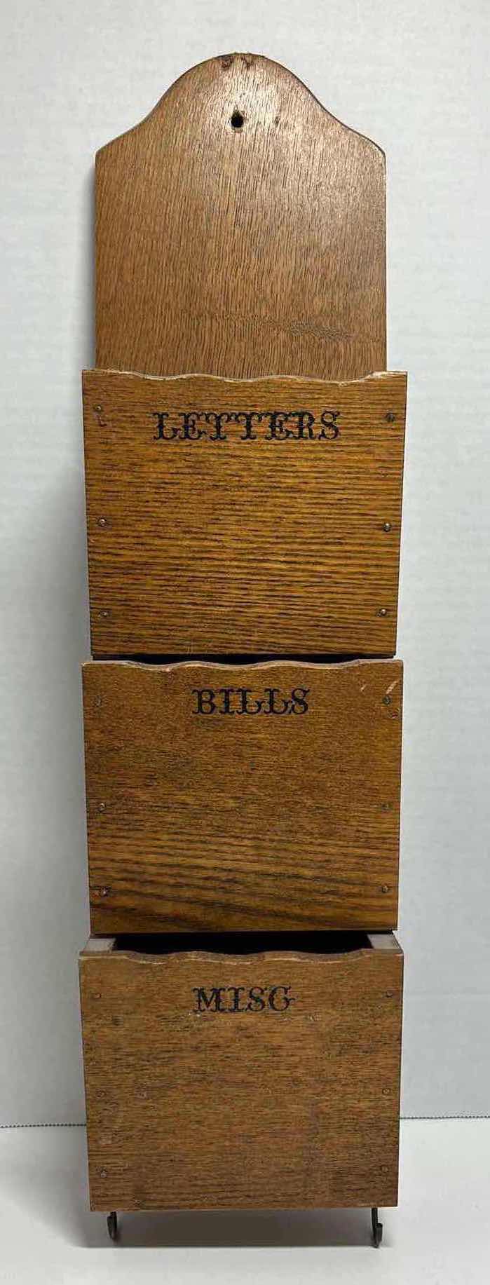 Photo 1 of ANTIQUE LETTER/BILL & KEY WALL ORGANIZER 2.75” X 5.25” H21”