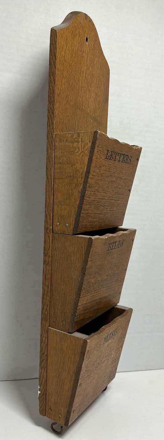 Photo 2 of ANTIQUE LETTER/BILL & KEY WALL ORGANIZER 2.75” X 5.25” H21”