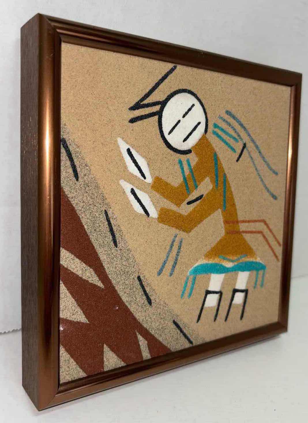 Photo 1 of VINTAGE NAVAJO YEI FIGURE SAND PAINTINGS 6.25” X 6.25” (2)