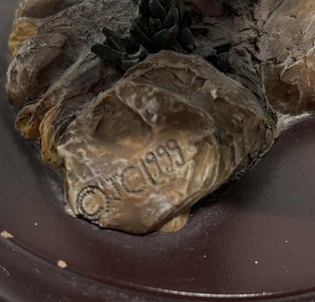 Photo 1 of PAIR OF OWL FIGURINES ON WOOD STANDS 6.25”