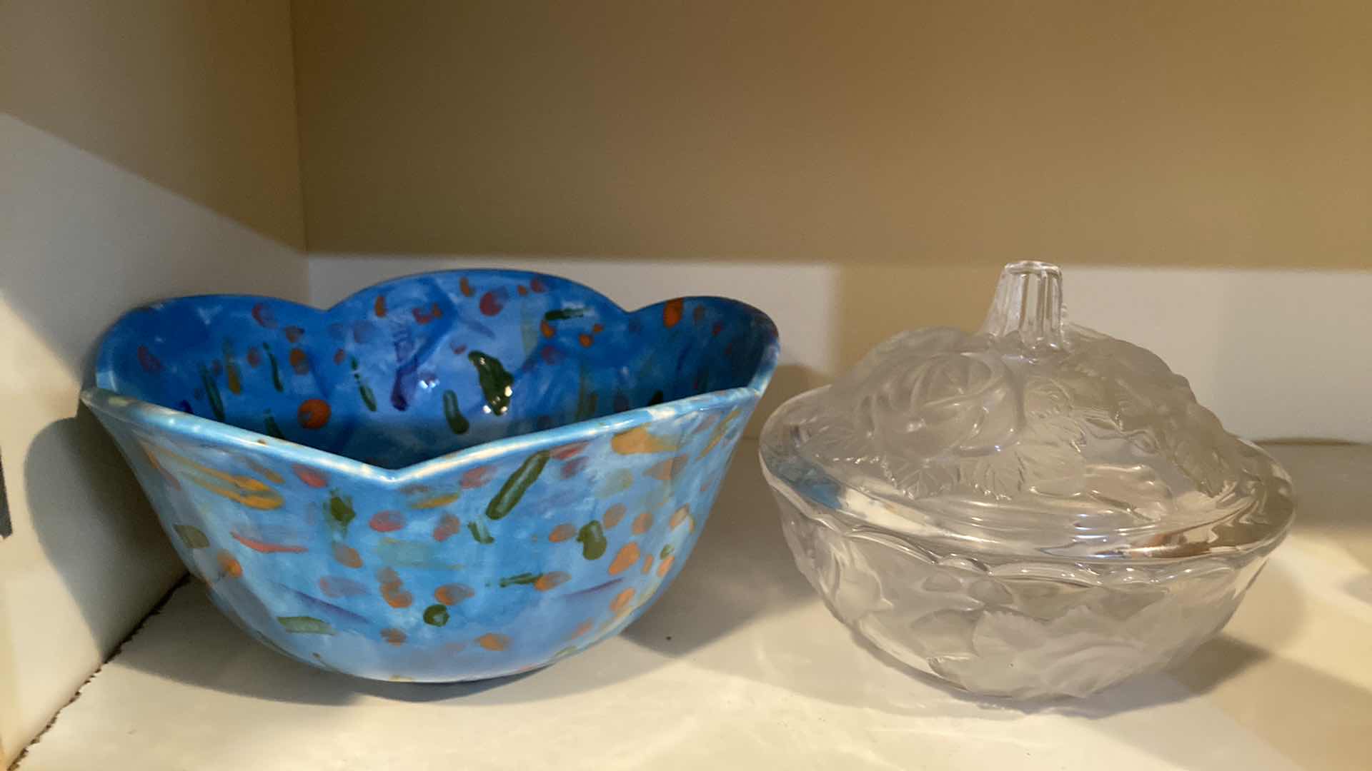 Photo 1 of CONTENTS OF CABINET- DECORATIVE BOWLS, JARS & TEAPOTS