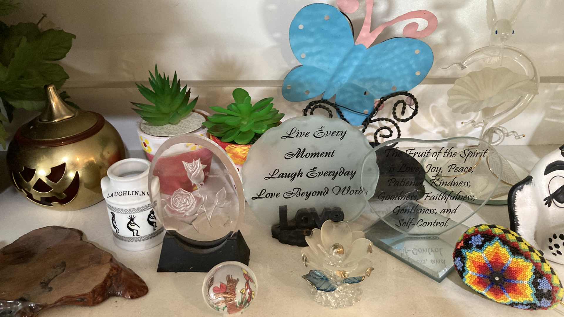 Photo 1 of CONTENTS OF SHELF-TABLE TOP DECOR & TRINKETS