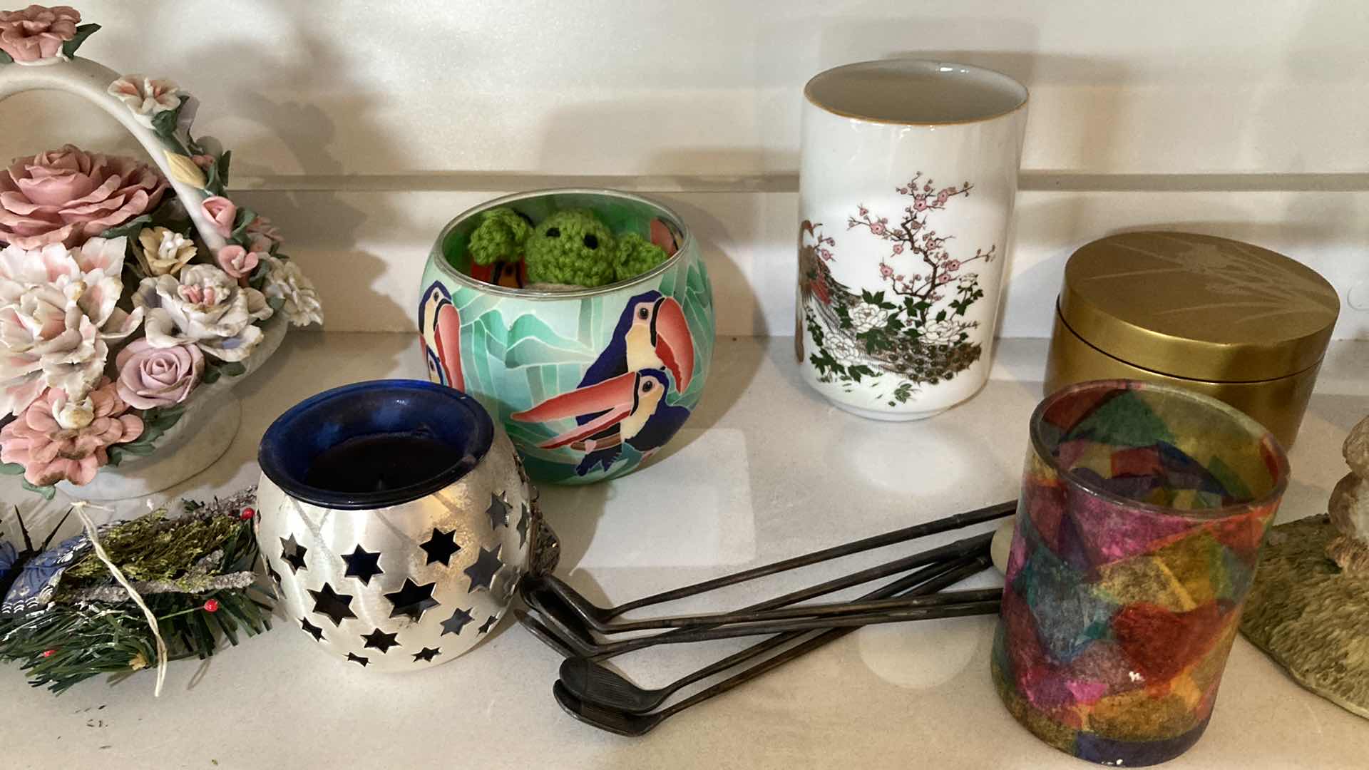 Photo 1 of CONTENTS OF SHELF- FLORAL DECOR, JARS & TABLE TOP DECOR