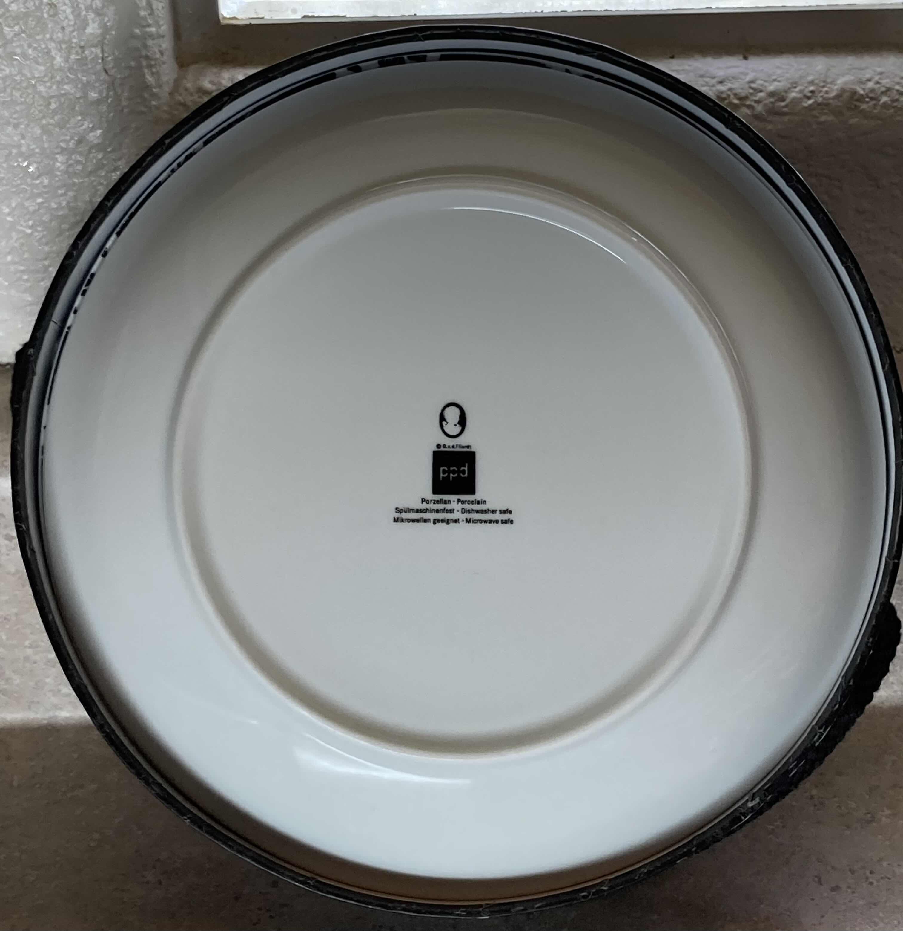Photo 1 of PPD CAMEO BLACK & WHITE 8” PORCELAIN PLATE SET OF 4