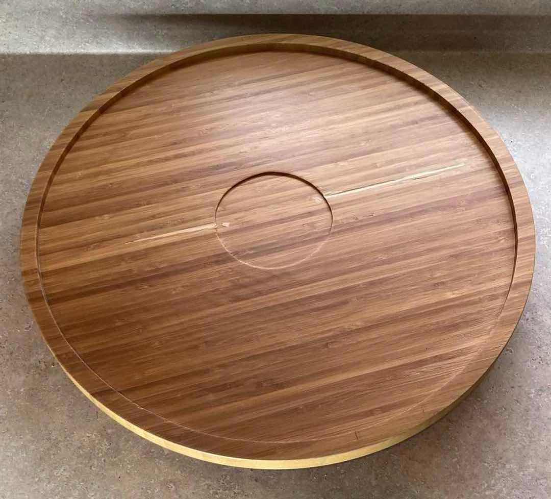 Photo 1 of FOOD NETWORK STONEWARE SECTIONAL APPETIZER & DIP DISH W WOOD BUTCHERS BOARD LAZY SUSAN 14.5” X 4”