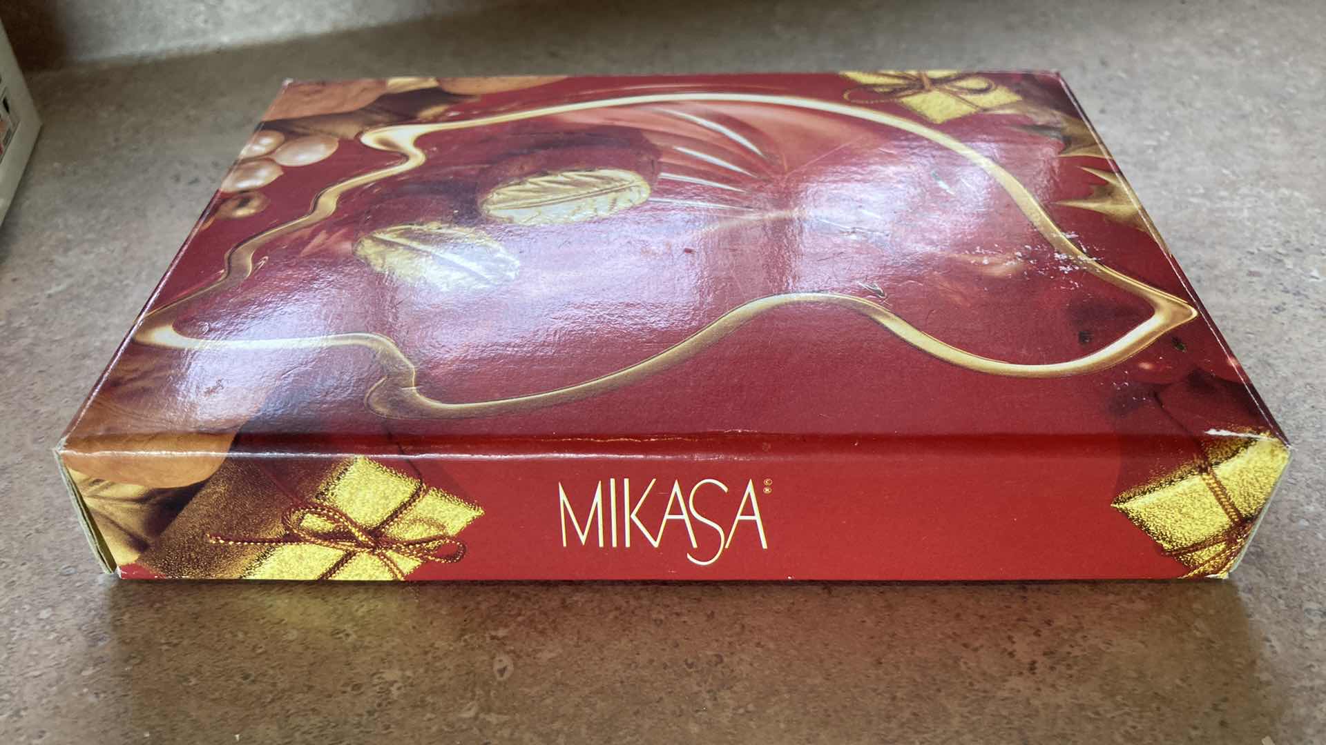 Photo 1 of ROSALINE 7” GLASS CANDY DISH & MIKASA DOVE GOLD FINISH TRIM CRYSTAL 7” SWEET DISH