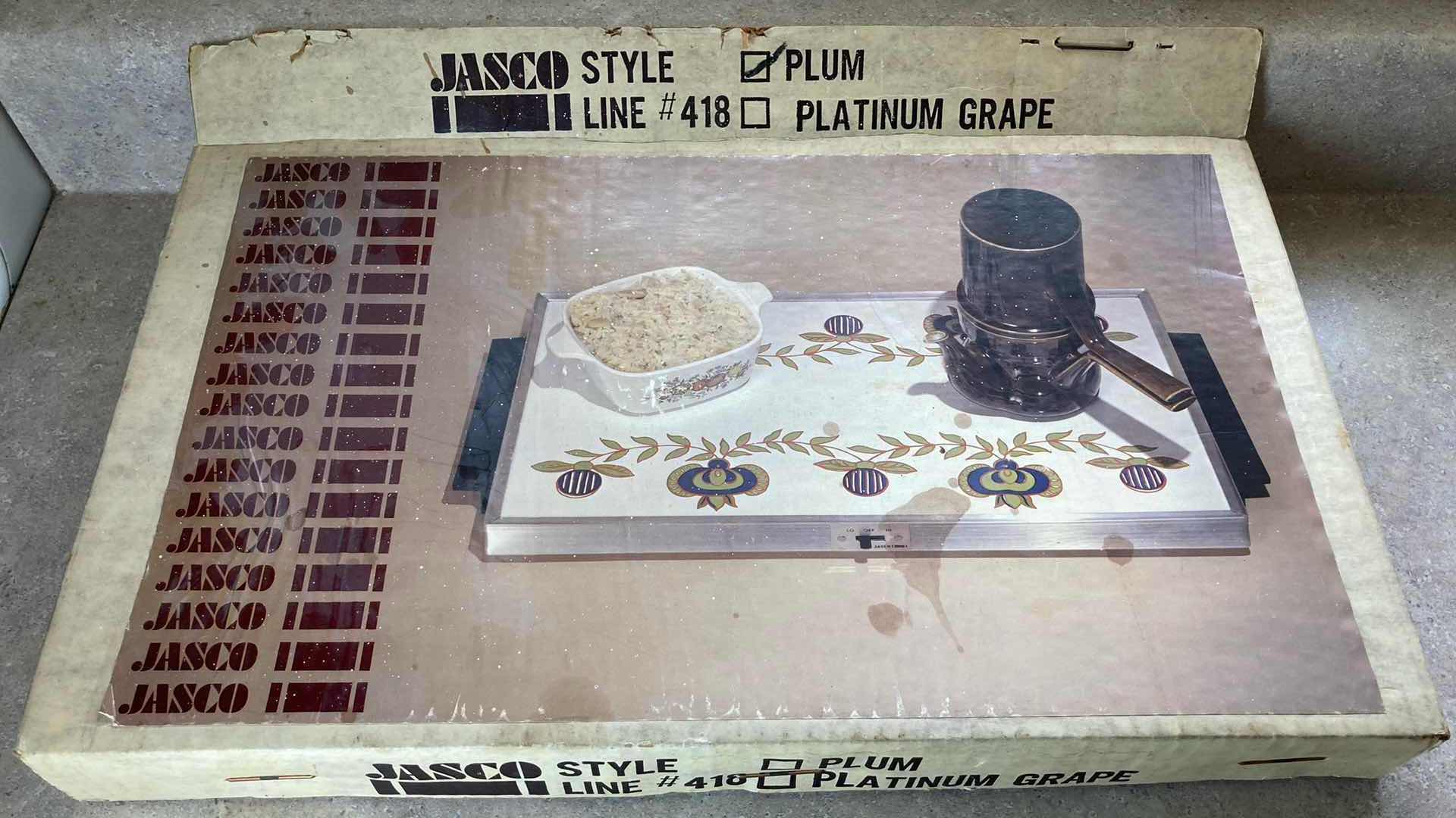 Photo 1 of JASCO PLUM HEATED SERVING TRAY MODEL 418 18.5” X 10”