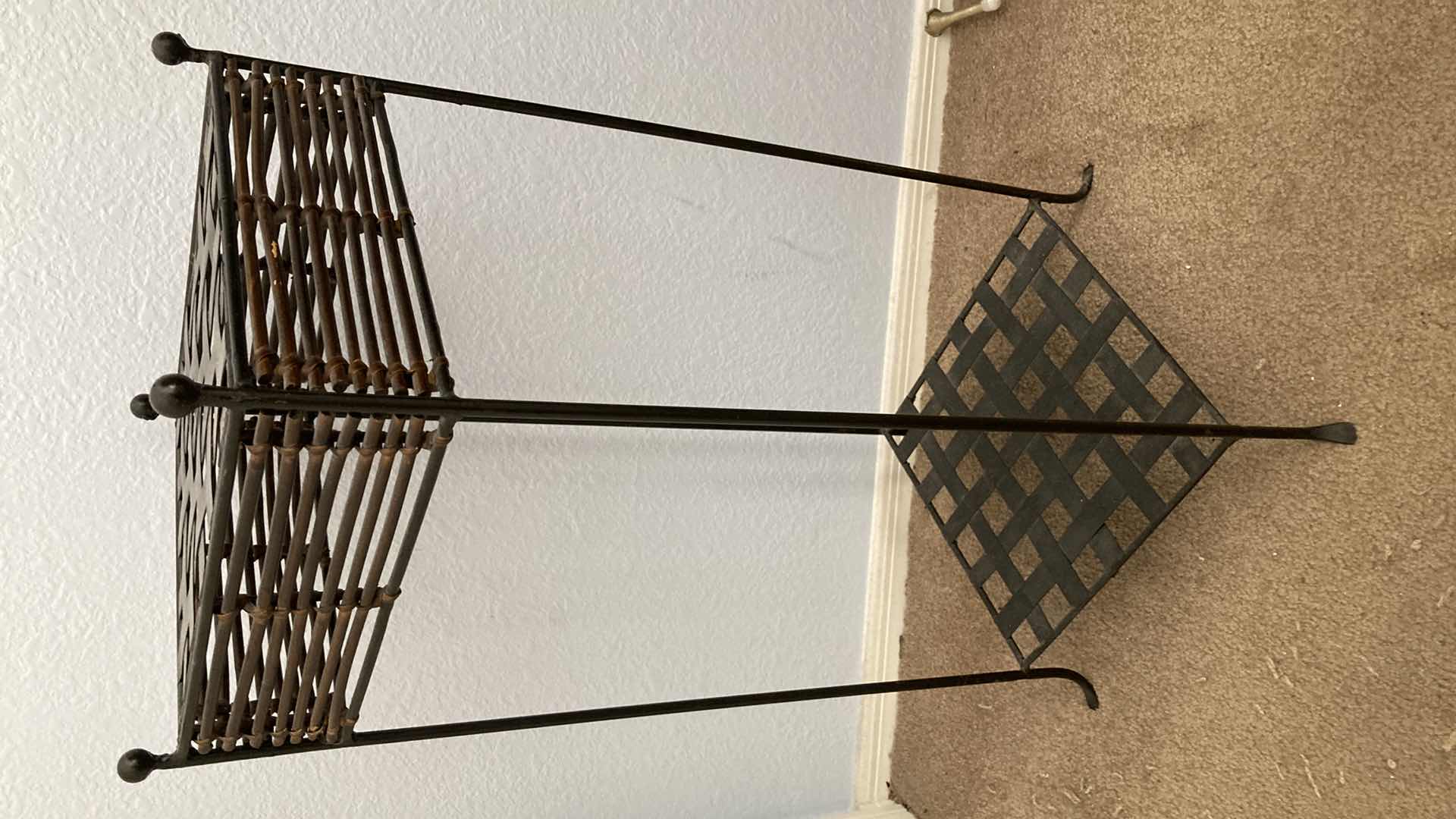 Photo 1 of WOVEN SHELF METAL PLANTER STAND 11” X 11” H27.5”