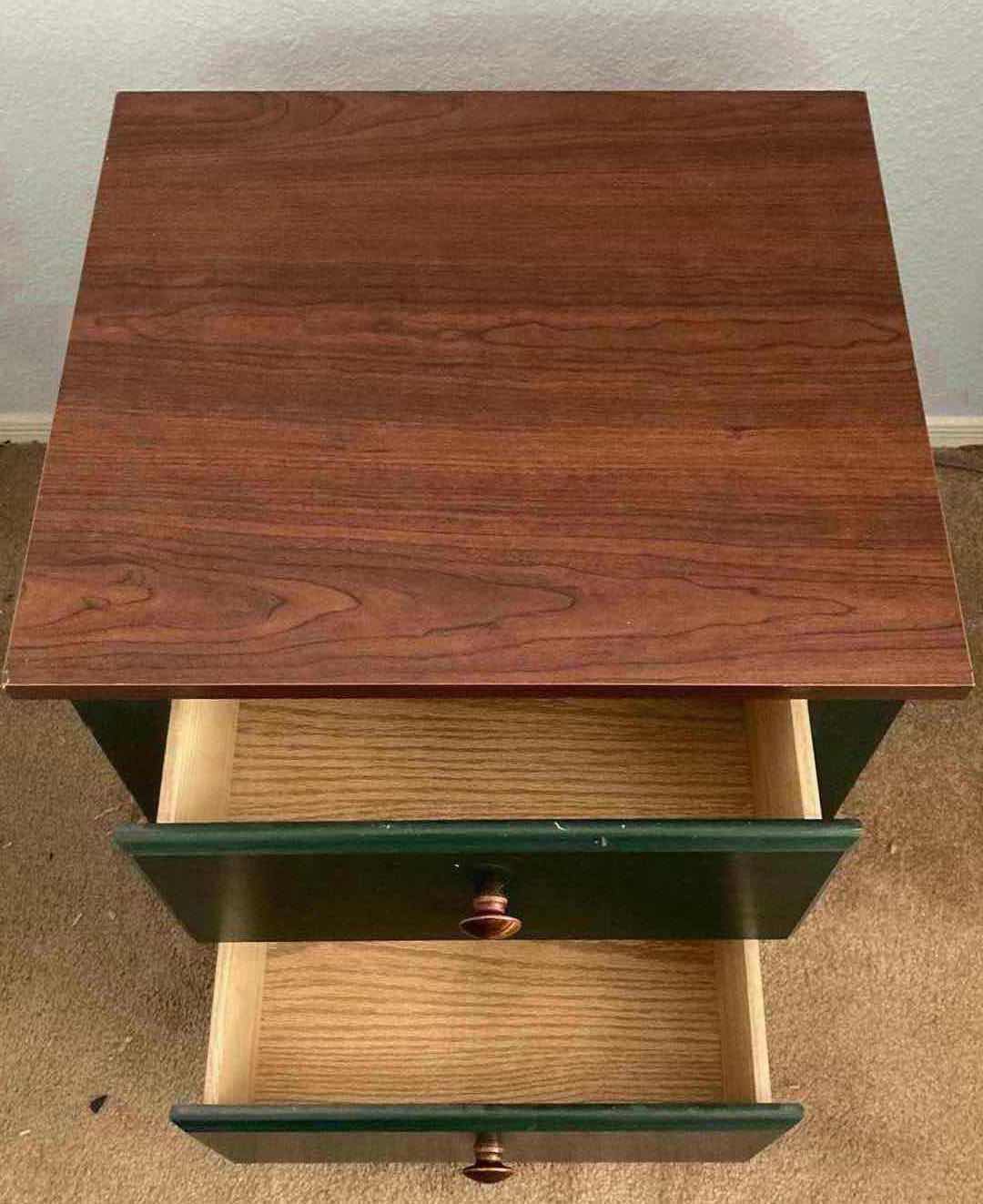 Photo 1 of PERDUE FURNITURE WOOD & GREEN FINISH NIGHTSTAND 20.5” X 18” H23”