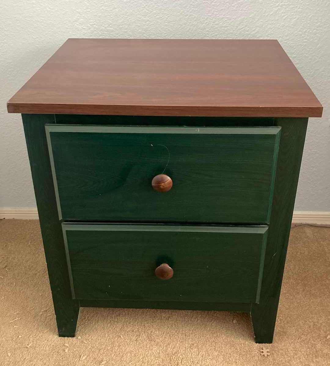 Photo 1 of PERDUE FURNITURE WOOD & GREEN FINISH NIGHTSTAND 20.5” X 18” H23”