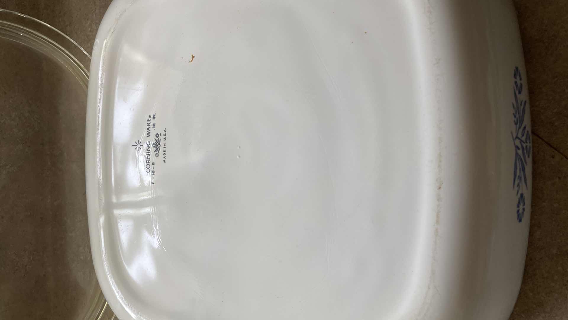 Photo 1 of CORNINGWARE BLUE CORN FLOWER 10” SKILLET W 3 CASSEROLE DISHES