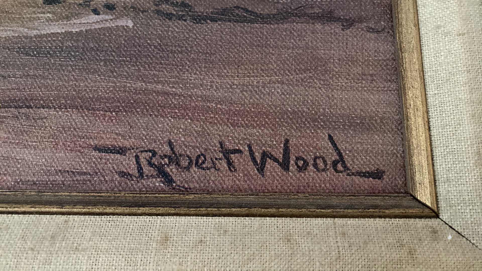 Photo 1 of OCEAN AT SUNRISE FRAMED CANVAS ARTWORK SIGNED BY ROBERT WOOD 29” X 23”