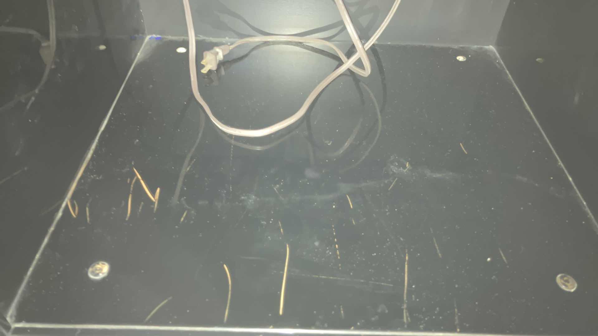 Photo 1 of SCENE THREE HENREDON GLOSSY BLACK & MYRTLE BURL VENEER FINISH CABINET W INTEGRATED POWER STRIP 22” X 19.5” H28.5”