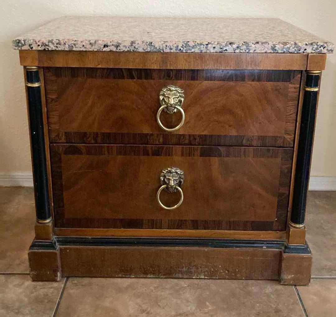 Photo 1 of HERITAGE GRANITE TOP WOOD & BLACK TRIM FINISH NIGHTSTAND 24” X 18” H21”
