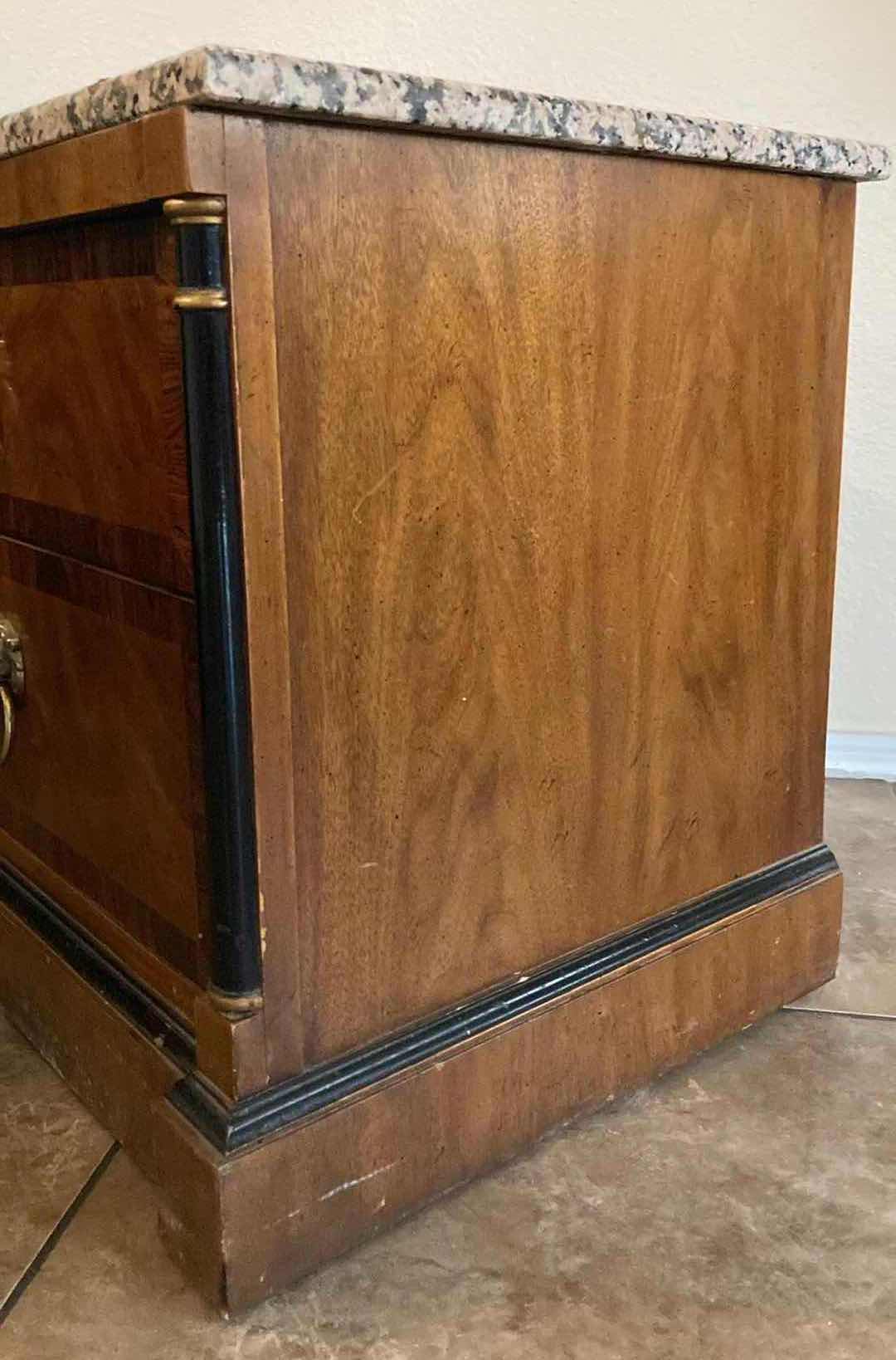 Photo 1 of HERITAGE GRANITE TOP WOOD & BLACK TRIM FINISH NIGHTSTAND 24” X 18” H21”