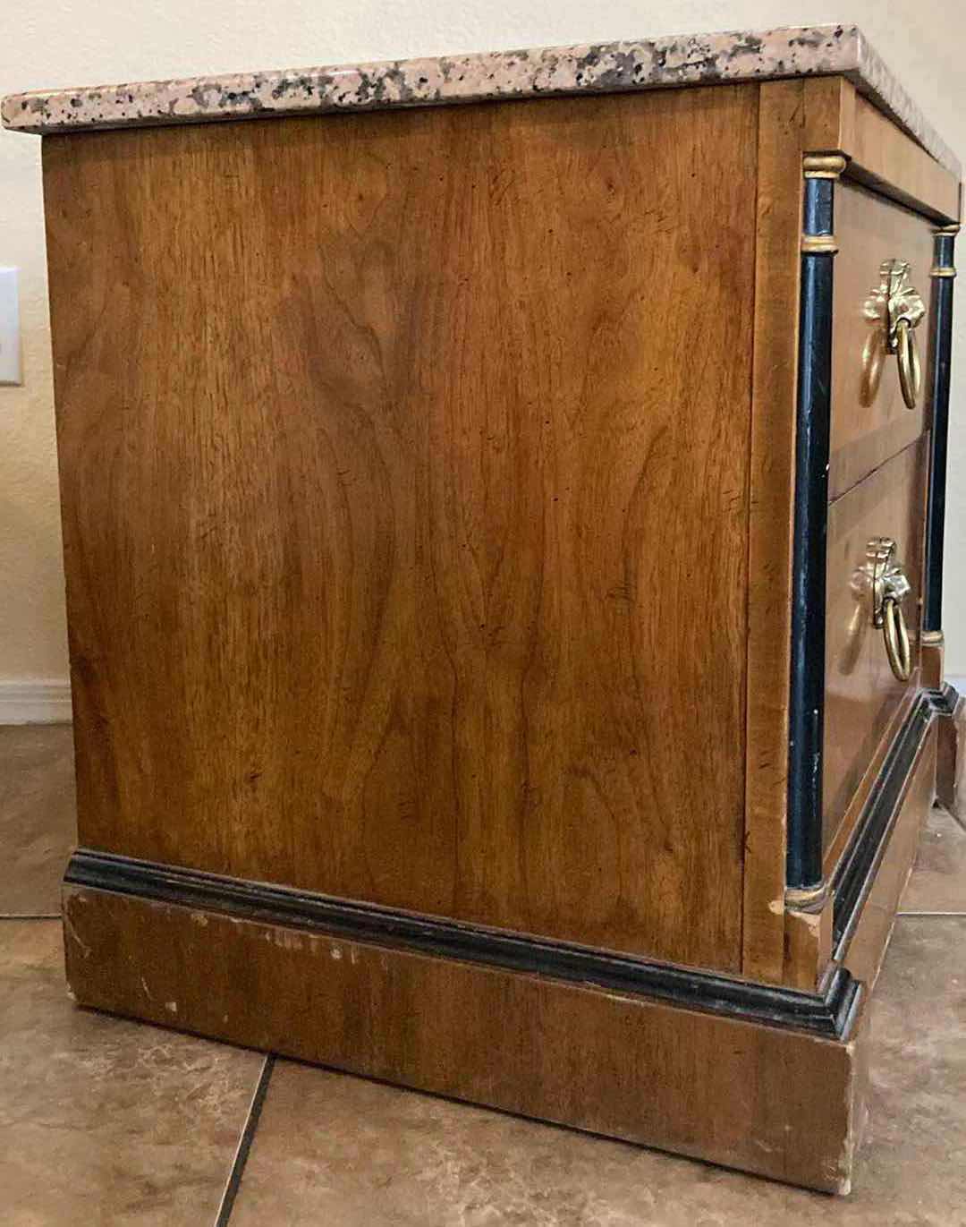 Photo 1 of HERITAGE GRANITE TOP WOOD & BLACK TRIM FINISH NIGHTSTAND 24” X 18” H21”