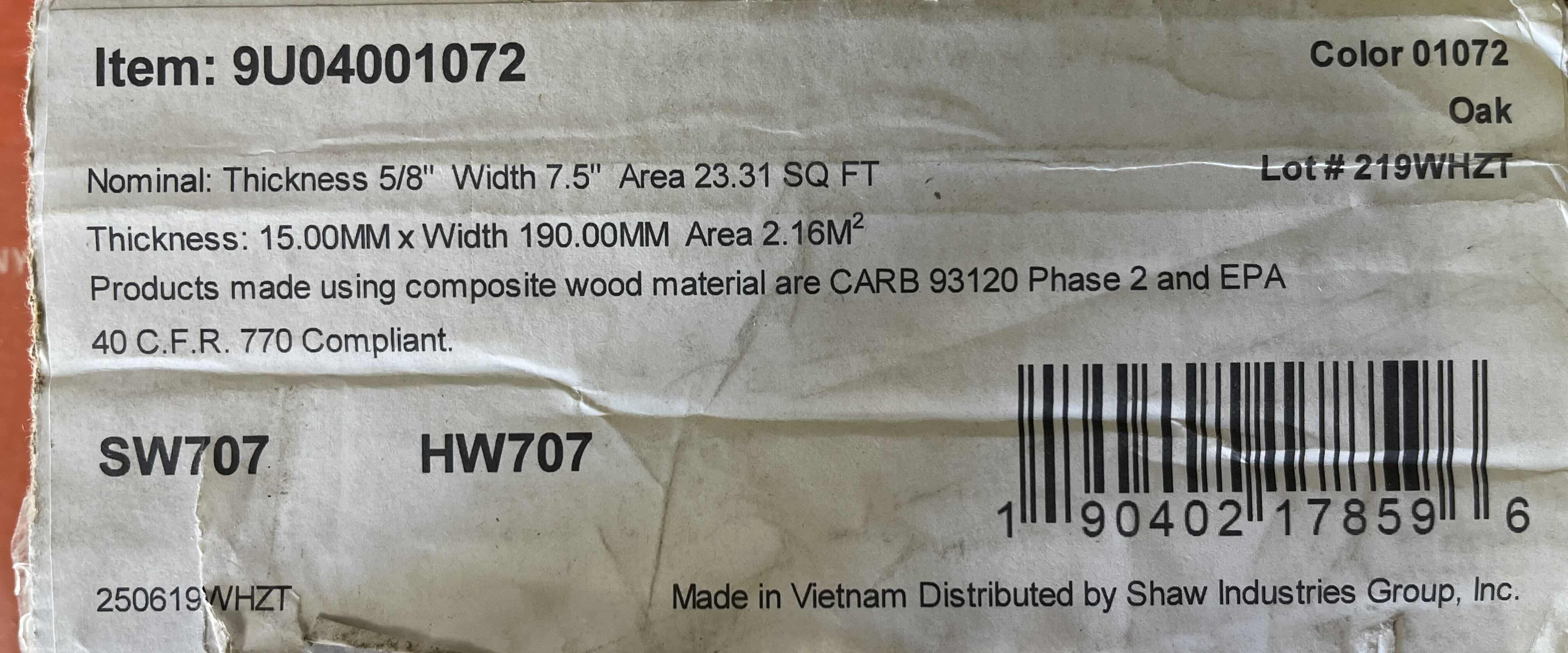 Photo 1 of SHAW FLOORS EXPRESSIONS LYRIC WOOD FINISH SNAP ON CLICK HARDWOOD PLANK FLOORING 7.5” X RANDOM LENGTH (23.31sqft PER CASE/4CASES APPROX. 93.24sqft TOTAL)