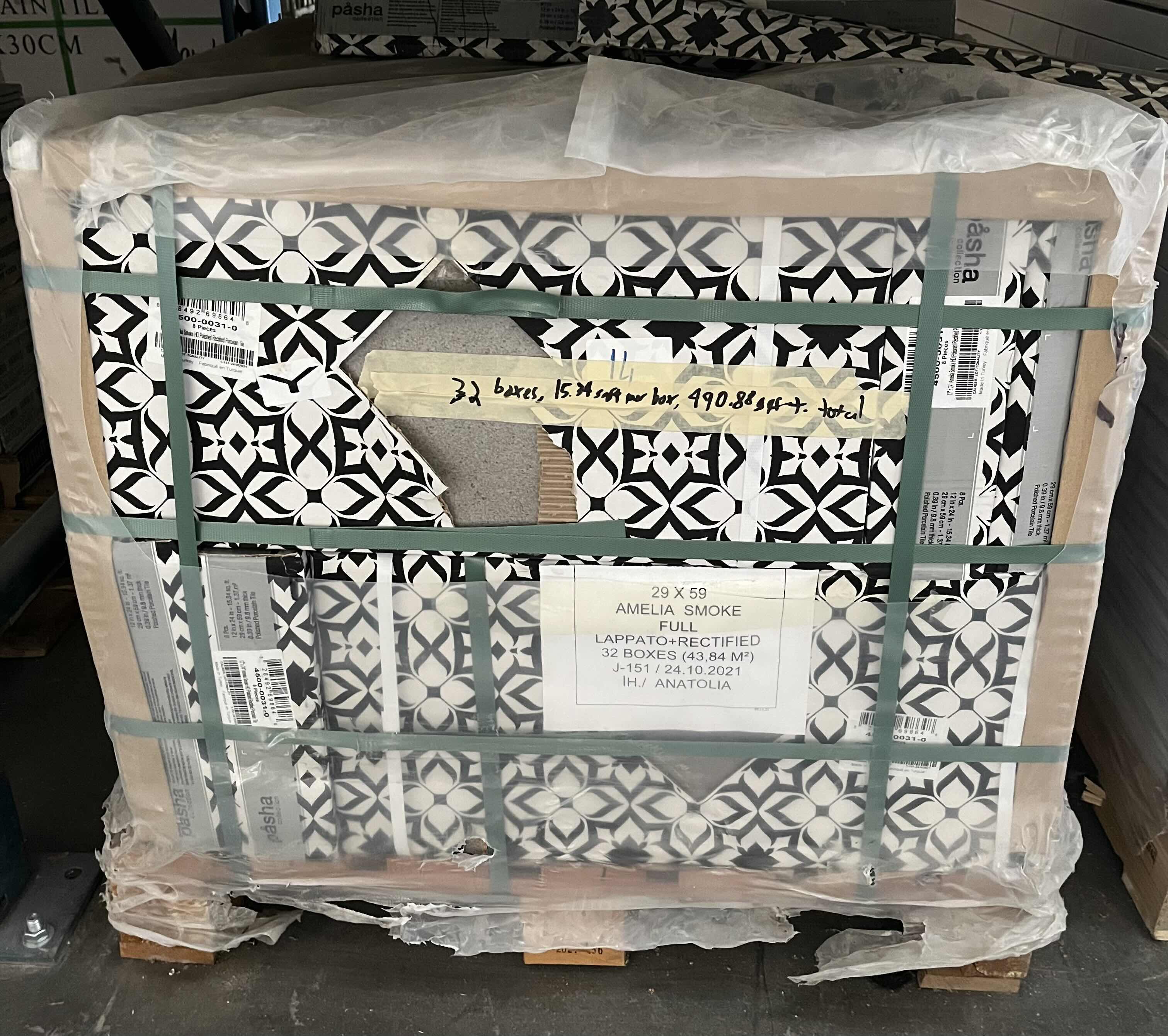 Photo 1 of PASHA COLLECTION AMELIA SMOKE FINISH POLISHED PORCELAIN RECTIFIED TILE 12” X 24” (15.34SQFT PER CASE/32CASES APPROX 490.88SQFT TOTAL) READ NOTES