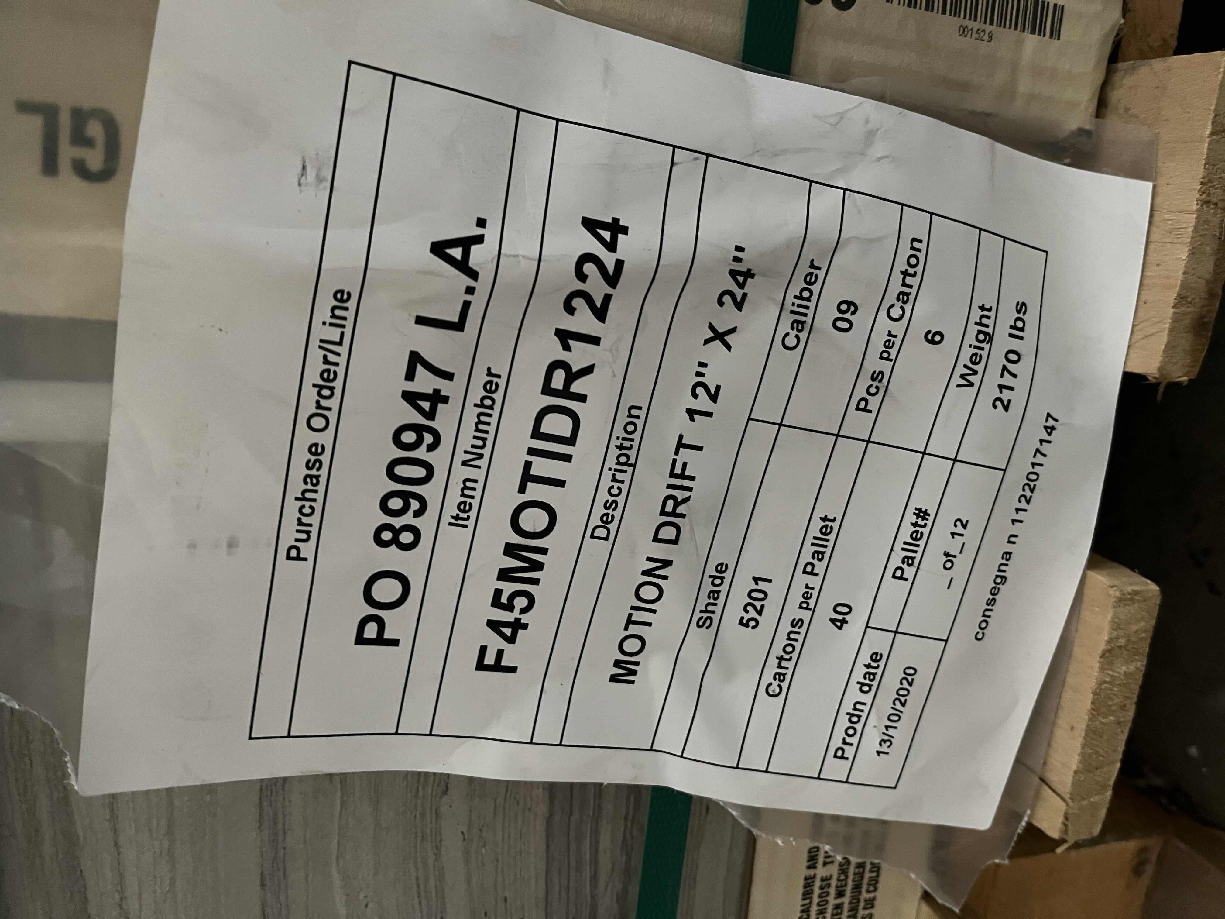 Photo 1 of DYNAMIC MOTION DRIFT FINISH MATTE PORCELAIN TILE 12” X 24” (11.63SQFT PER CASE/40CASES APPROX 465.2SQFT TOTAL) READ NOTES