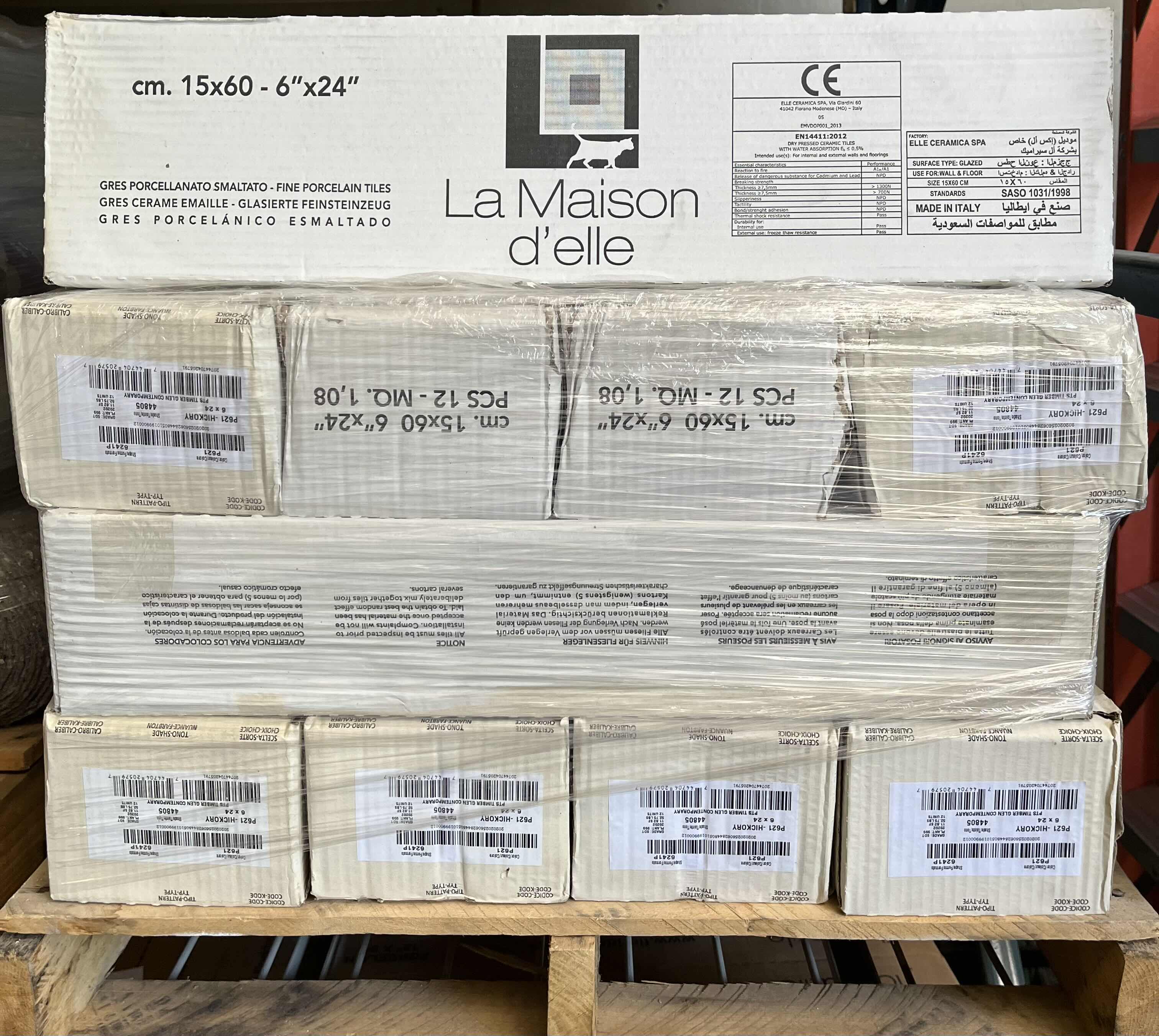 Photo 1 of LA MAISON DELLE HICKORY WOOD FINISH PORCELAIN PLANK TILE 6” X 24” (11.62sqft PER CASE/27CASES APPROX 313.74sqft TOTAL)