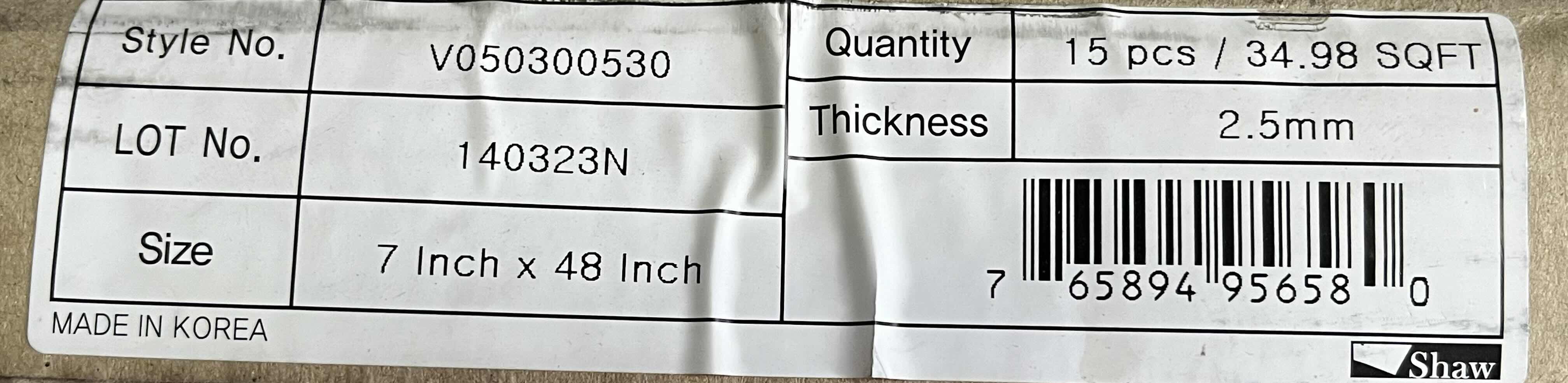 Photo 1 of SHAW GRAY FINISH GLUE DOWN VINYL PLANK FLOORING 7” X 48” (34.98SQFT PER CASE/2CASES APPROX. 69.96SQFT TOTAL) READ NOTES