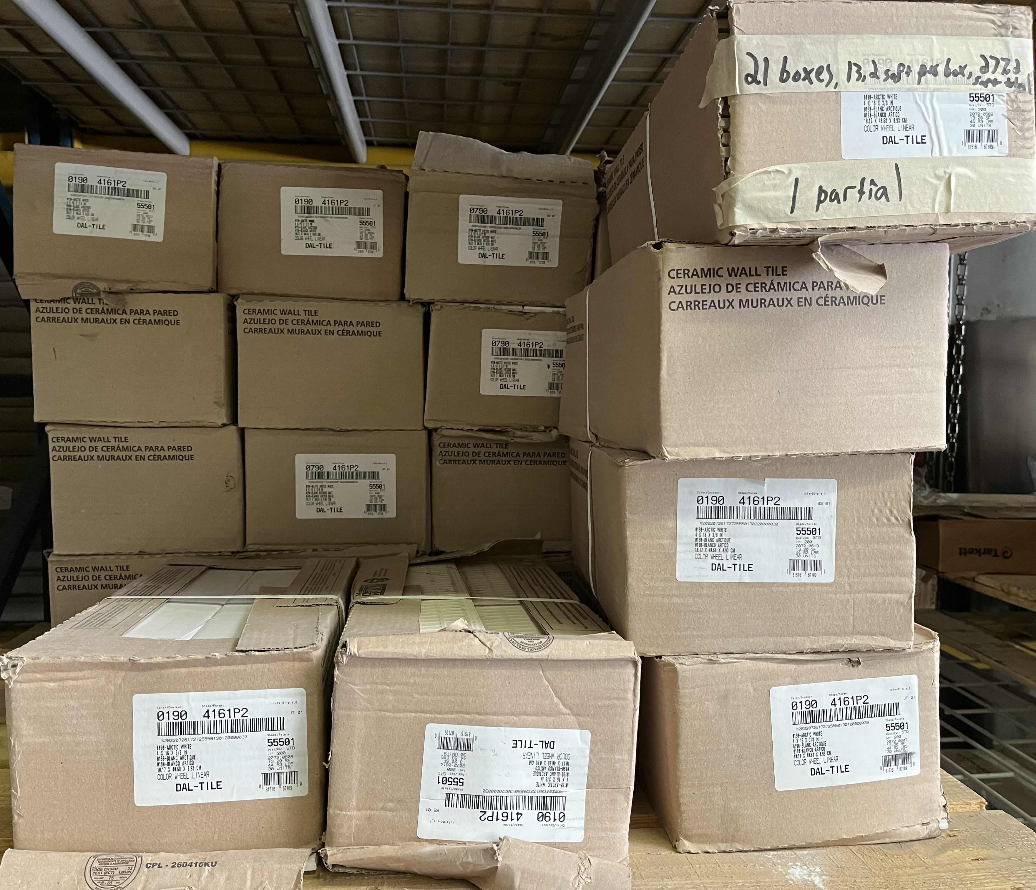 Photo 1 of DAL-TILE ARCTIC WHITE FINISH POLISHED CERAMIC WALL TILE 4” X 16” (13.2SQFT PER CASE/21CASES APPROX. 277.2SQFT TOTAL) READ NOTES