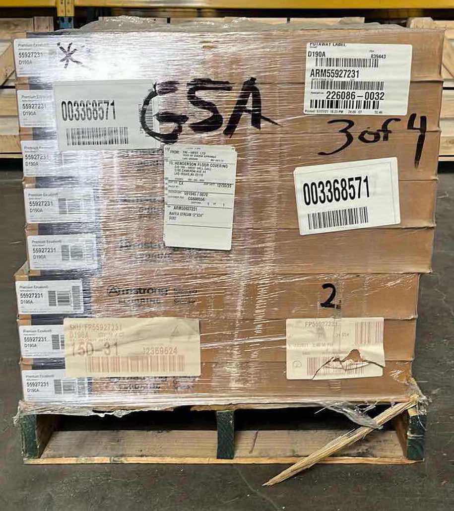 Photo 1 of ARMSTRONG PREMIUM EXCELON RAFFIA STREAM DUST FINISH GLUE DOWN VINYL FLOOR TILES 24” X 12” (44SQFT PER CASE/24CASES APPROX 1056SQFT TOTAL) READ NOTES