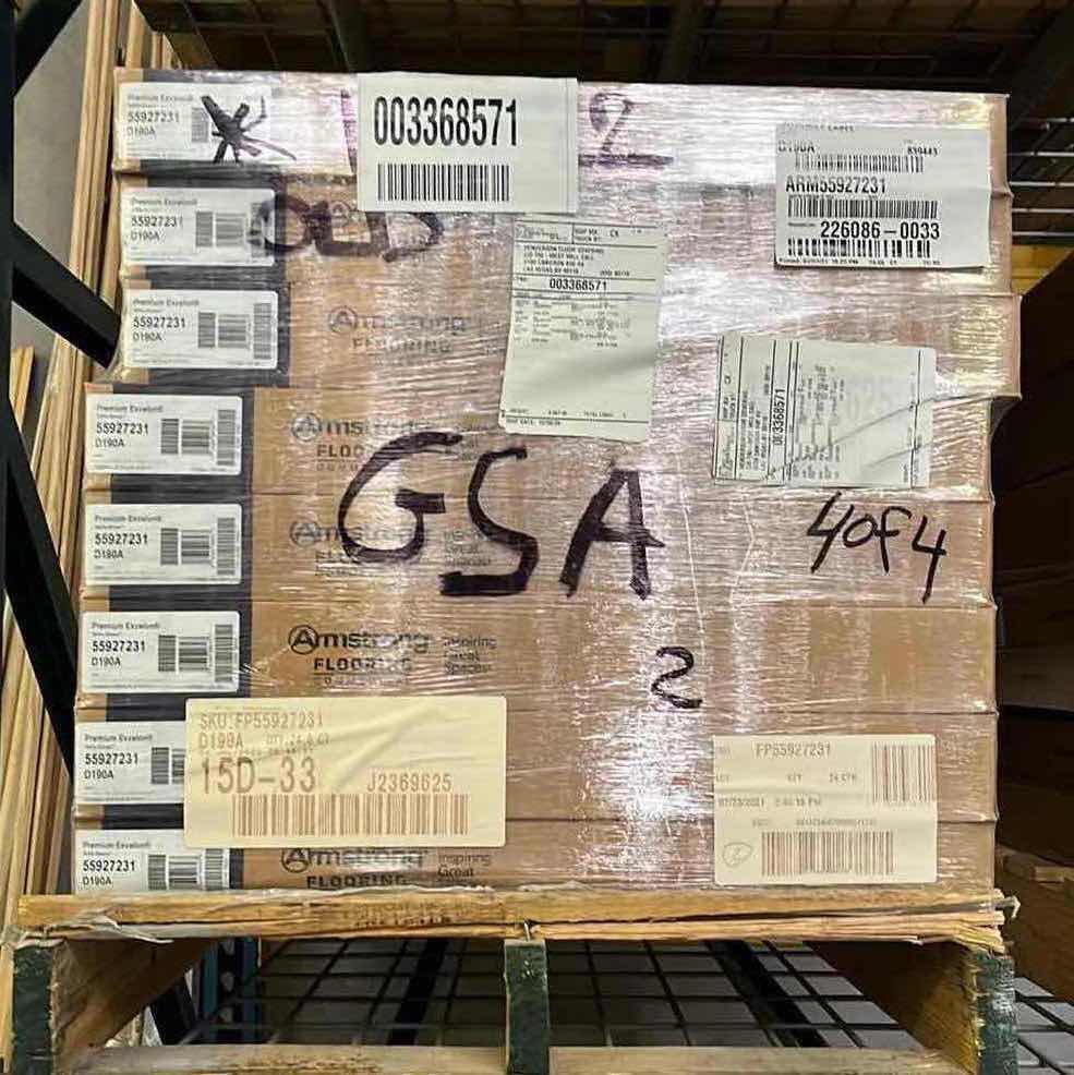 Photo 1 of ARMSTRONG PREMIUM EXCELON RAFFIA STREAM DUST FINISH GLUE DOWN VINYL FLOOR TILES 24” X 12” (44SQFT PER CASE/24CASES APPROX 1056SQFT TOTAL) READ NOTES