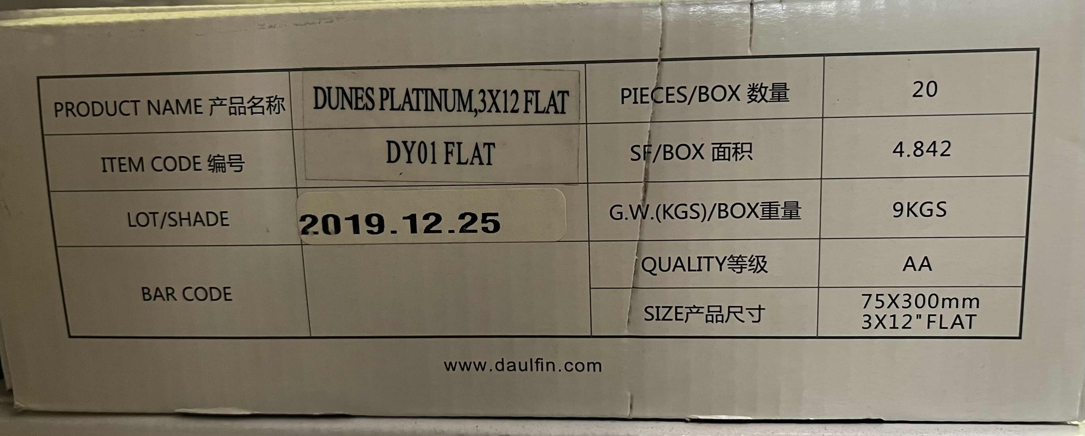 Photo 1 of ARIZONA TILE DUALFIN DUNE SERIES FLAT PLATINUM FINISH GLASS WALL TILES 3” X 12” (4.842SQFT PER CASE/9CASES APPROX. 43.578SQFT TOTAL) READ NOTES