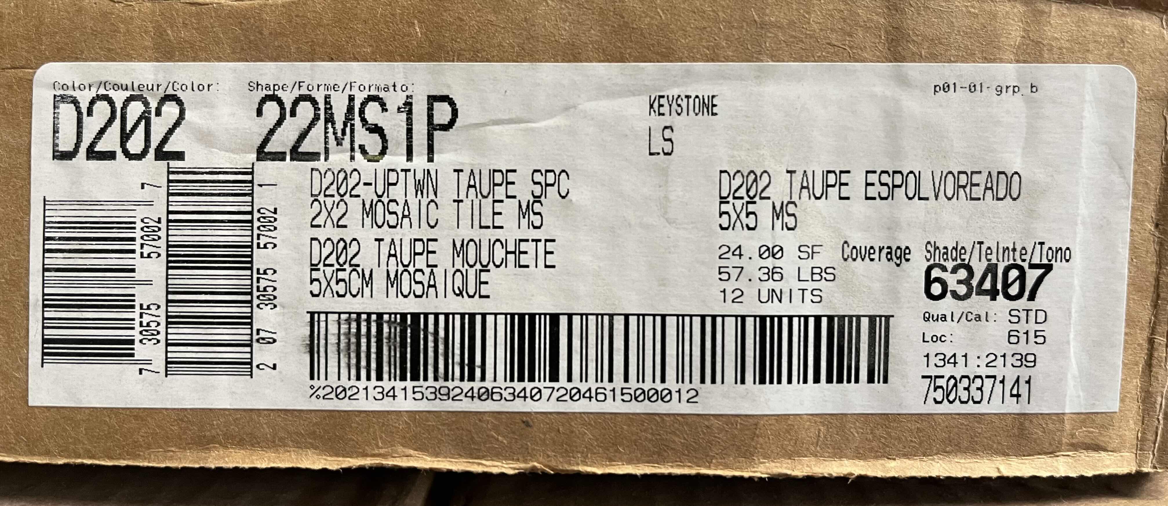 Photo 1 of DALTILE UPTOWN TAUPE SPECKLE FINISH KEYSTONE UNGLAZED PORCELAIN MOSAIC TILE 2” X 2” (24SQFT PER CASE/7CASES APPROX. 156SQFT TOTAL) READ NOTES