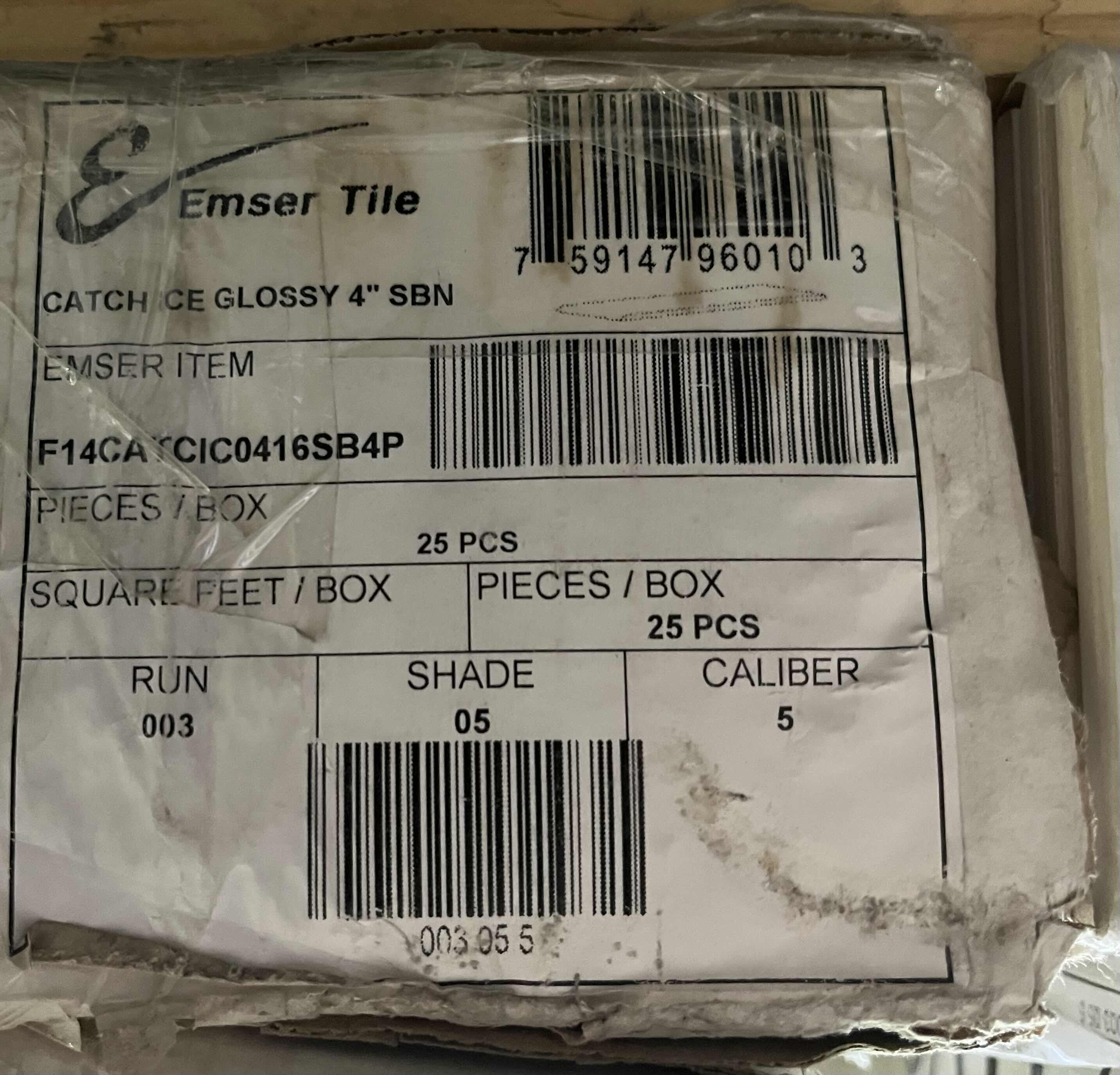 Photo 1 of EMSER TILE CATCH ICE GLOSSY FINISH CERAMIC WALL TILE 4” X 16” (25PCS PER CASE/4CASES APPROX. 100PCS TOTAL) READ NOTES