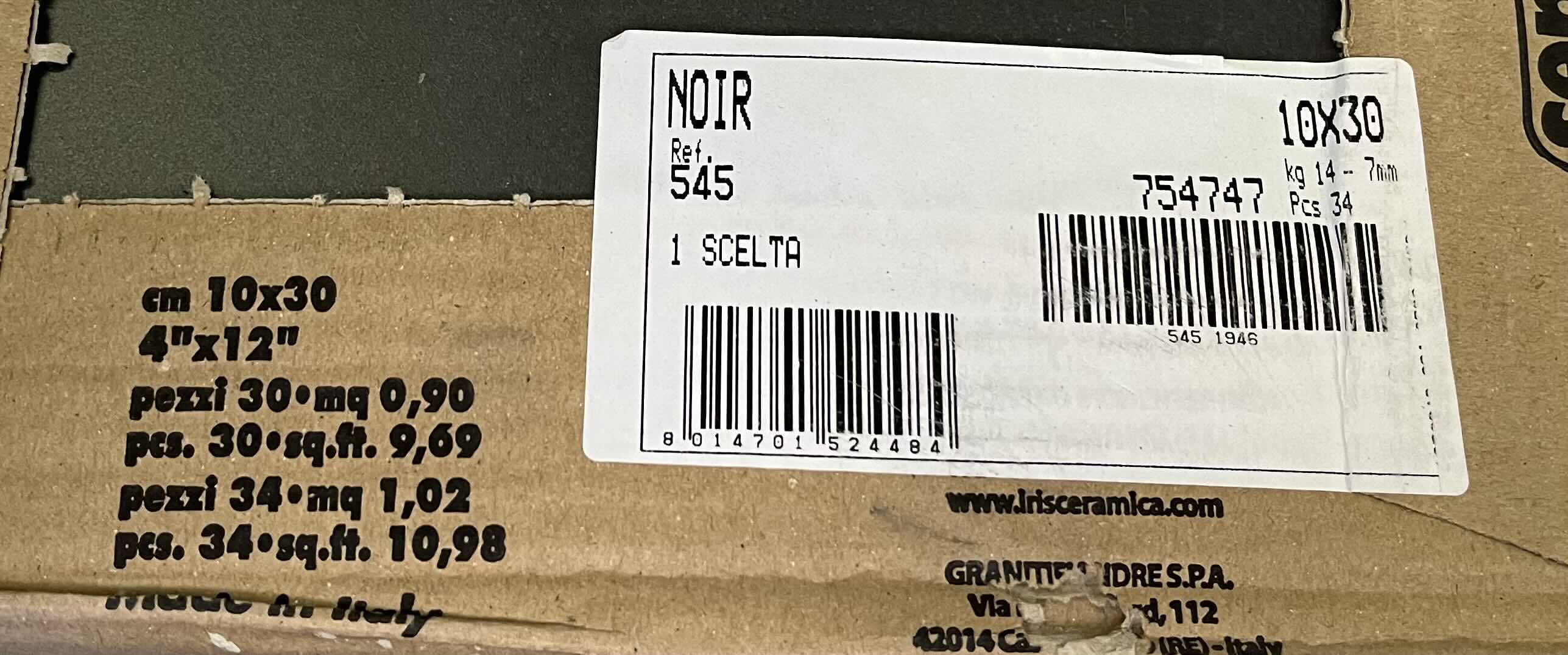 Photo 1 of IRIS NOIR GRAY MATTE FINISH CERAMIC WALL TILE 4” X 12” (34SQFT PER CASE/20.5CASES APPROX. 697SQFT TOTAL) READ NOTES