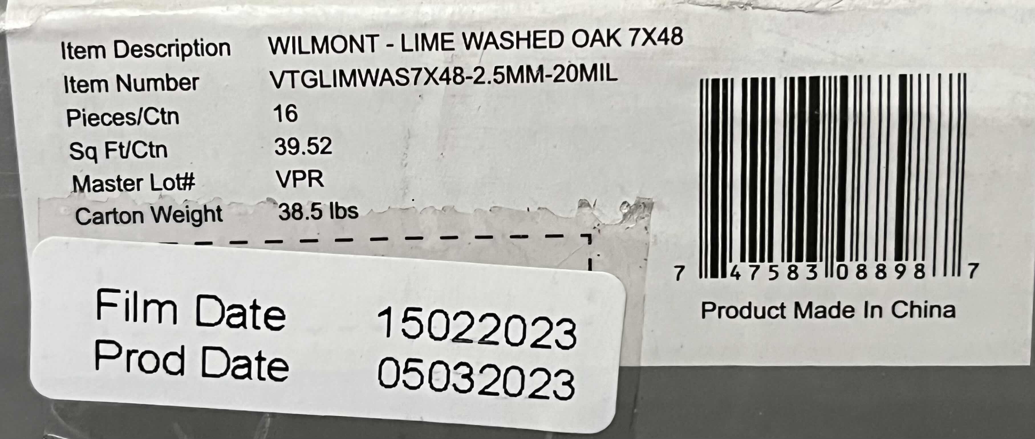 Photo 1 of MSI WILMONT SERIES LIME WASHED OAK WOOD FINISH GLUE DOWN VINYL PLANK FLOORING 7” X 48” (39.52SQFT PER CASE/9CASES APPROX. 355.68SQFT TOTAL) READ NOTES