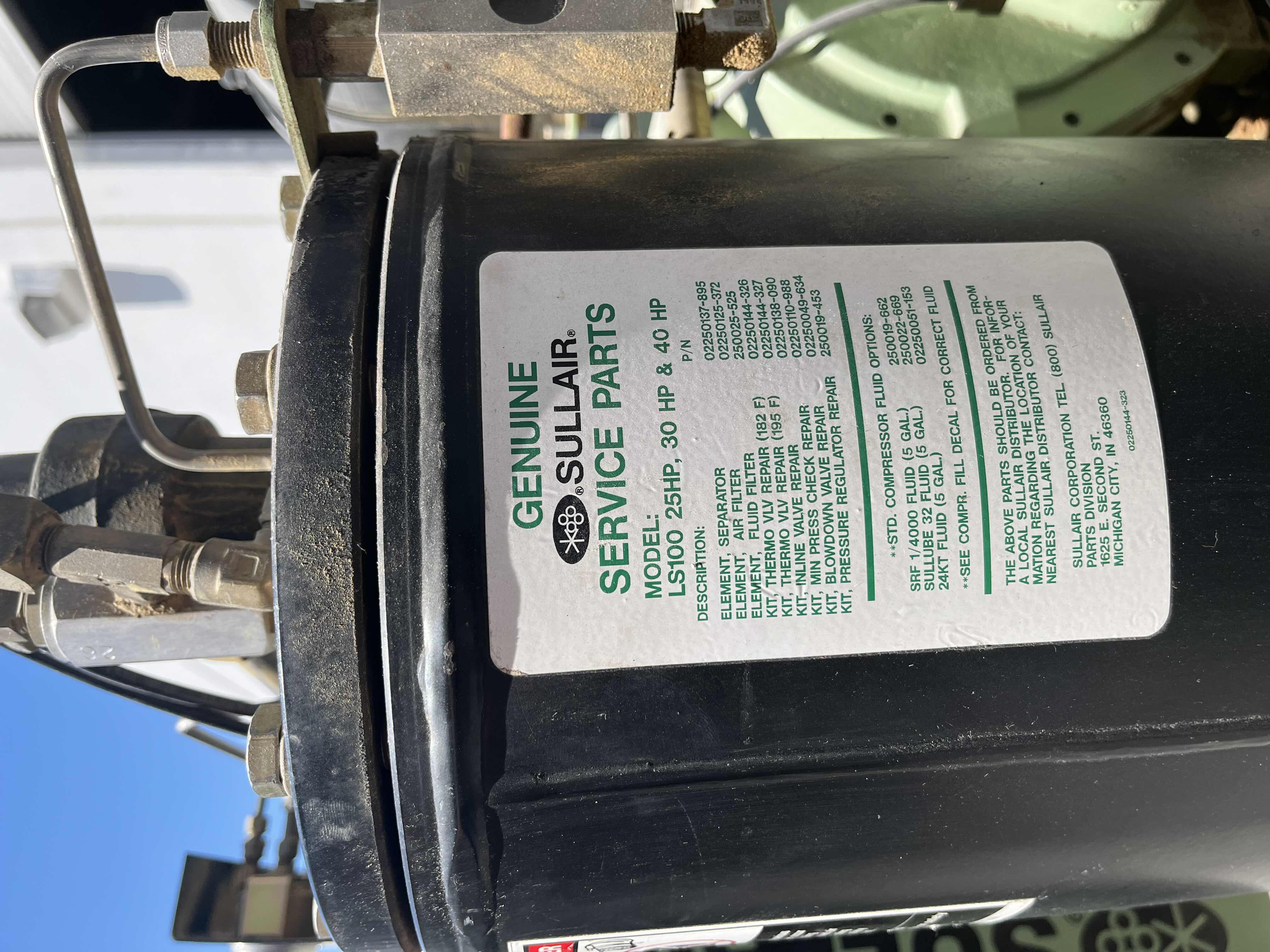 Photo 11 of SULLAIR SKID MOUNTED ELECTRIC AIR COMPRESSOR MODEL LS100