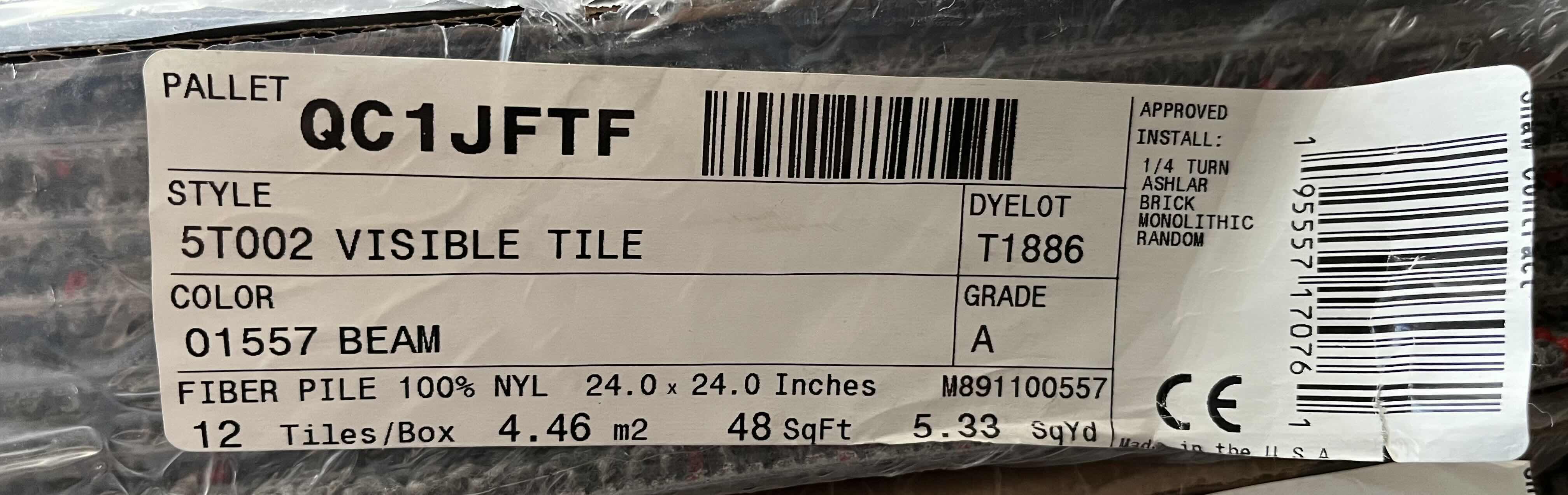 Photo 1 of SHAW BEAM FINISH CARPET TILE 24” X 24” (48SQFT PER CASE/7CASES APPROX 336SQFT TOTAL) READ NOTES