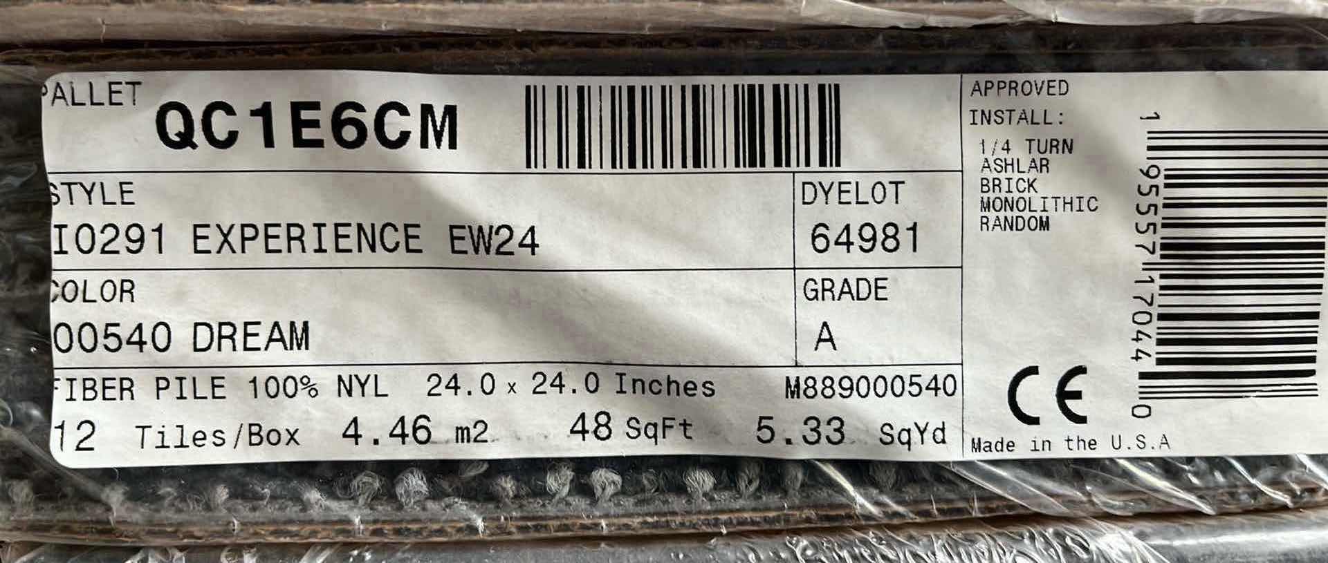 Photo 1 of SHAW DREAM FINISH CARPET TILE 24” X 24” (48SQFT PER CASE/8CASES APPROX 384SQFT TOTAL) READ NOTES