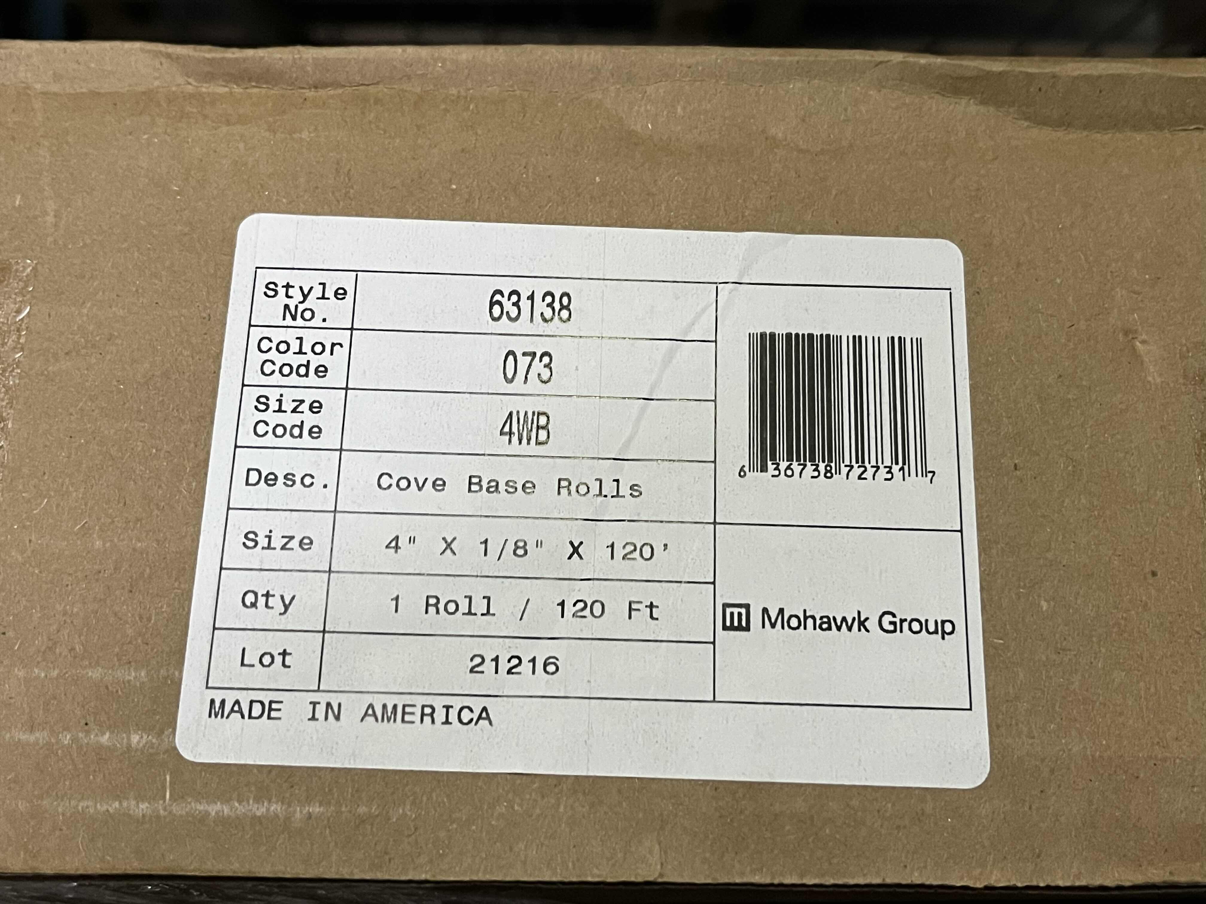 Photo 1 of MOHAWK LIGHT GRAY FINISH WALL COVE BASE ROLL 4” X 1/8” X 120’