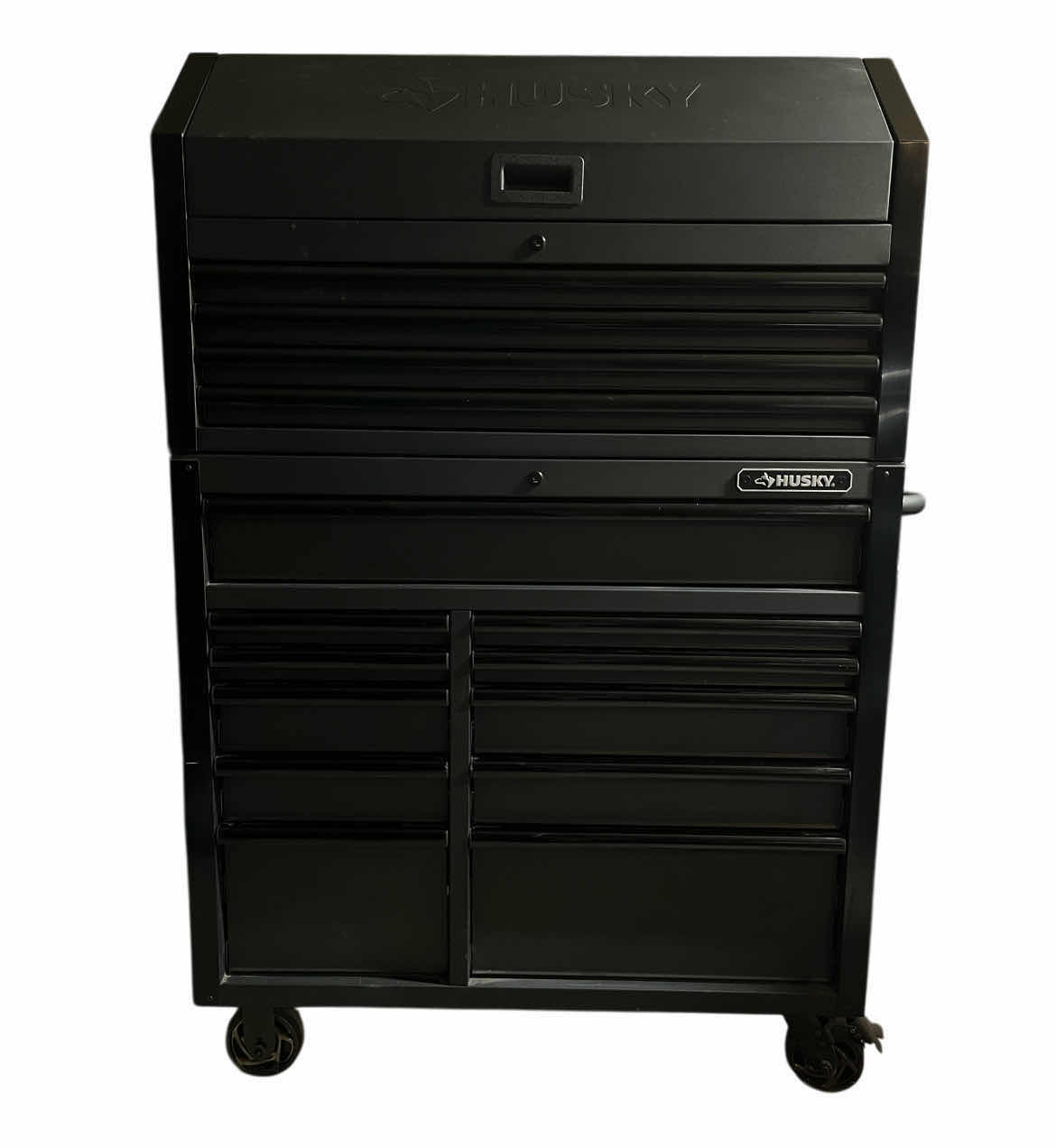 Photo 1 of HUSKY HEAVY-DUTY MATTE BLACK 15 DRAWER ROLLING TOOL STORAGE CHEST 41” X 21.5” H63.5” (READ NOTES)