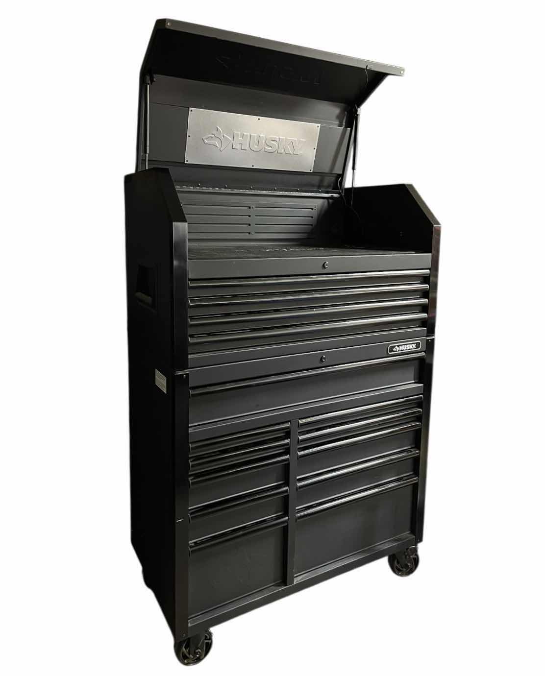 Photo 1 of HUSKY HEAVY-DUTY MATTE BLACK 15 DRAWER ROLLING TOOL STORAGE CHEST 41” X 21.5” H63.5” (READ NOTES)