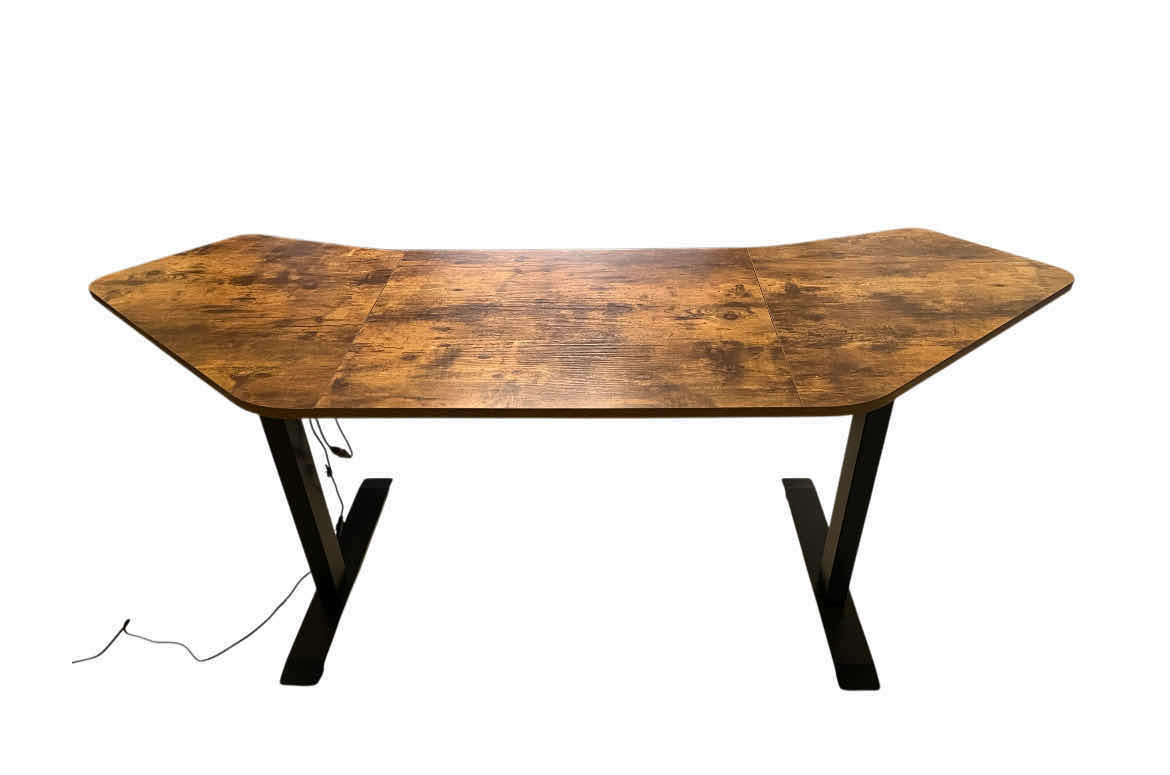 Photo 1 of FROMANN ELECTRIC ADJUSTABLE HEIGHT ERGONOMIC RUSTIC WOOD FINISH DESK 71” X 24” H27.5”-47”